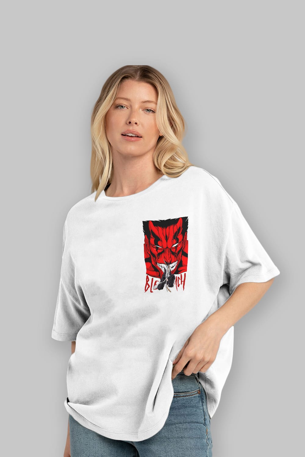 KENPACHI ZARAKI BLEACH Ön Sol Baskılı Oversize t-shirt Erkek Kadın Unisex %100 Pamuk Bisiklet Yaka tişort