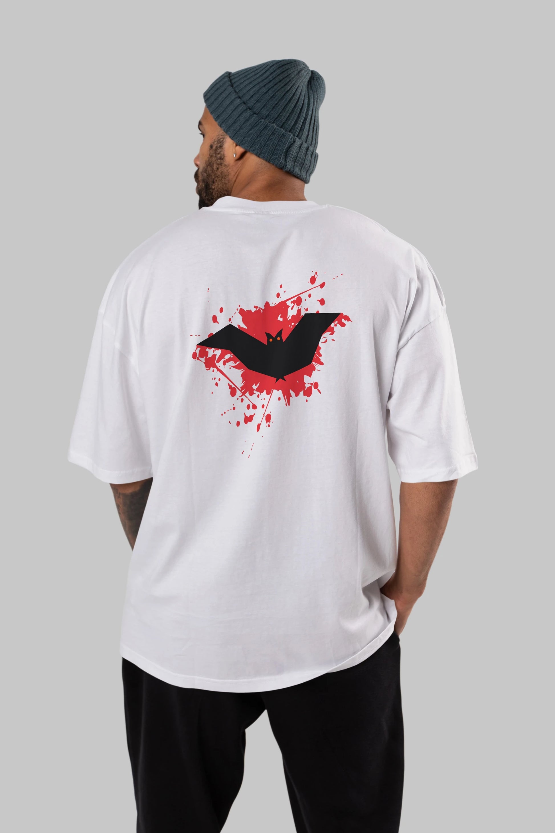 Halloween Arka Baskılı Oversize t-shirt Erkek Kadın Unisex