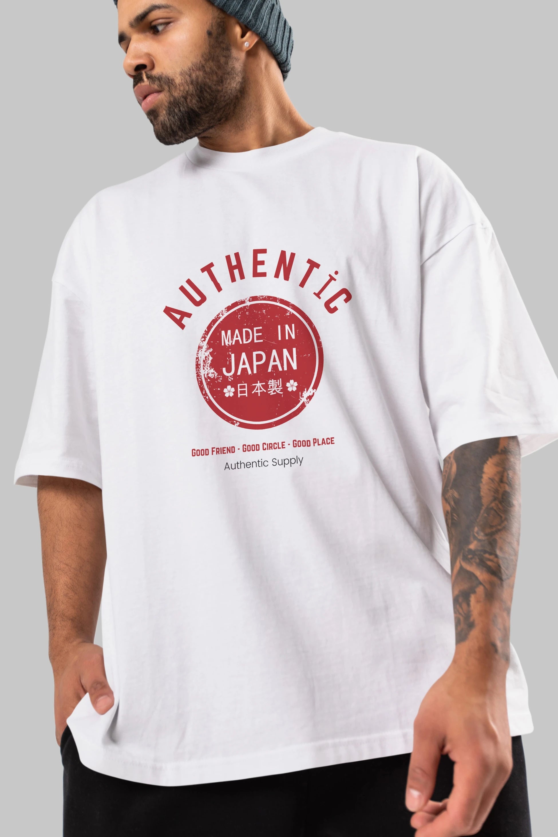 Authentic Japan Style Ön Baskılı Oversize t-shirt Erkek Kadın Unisex