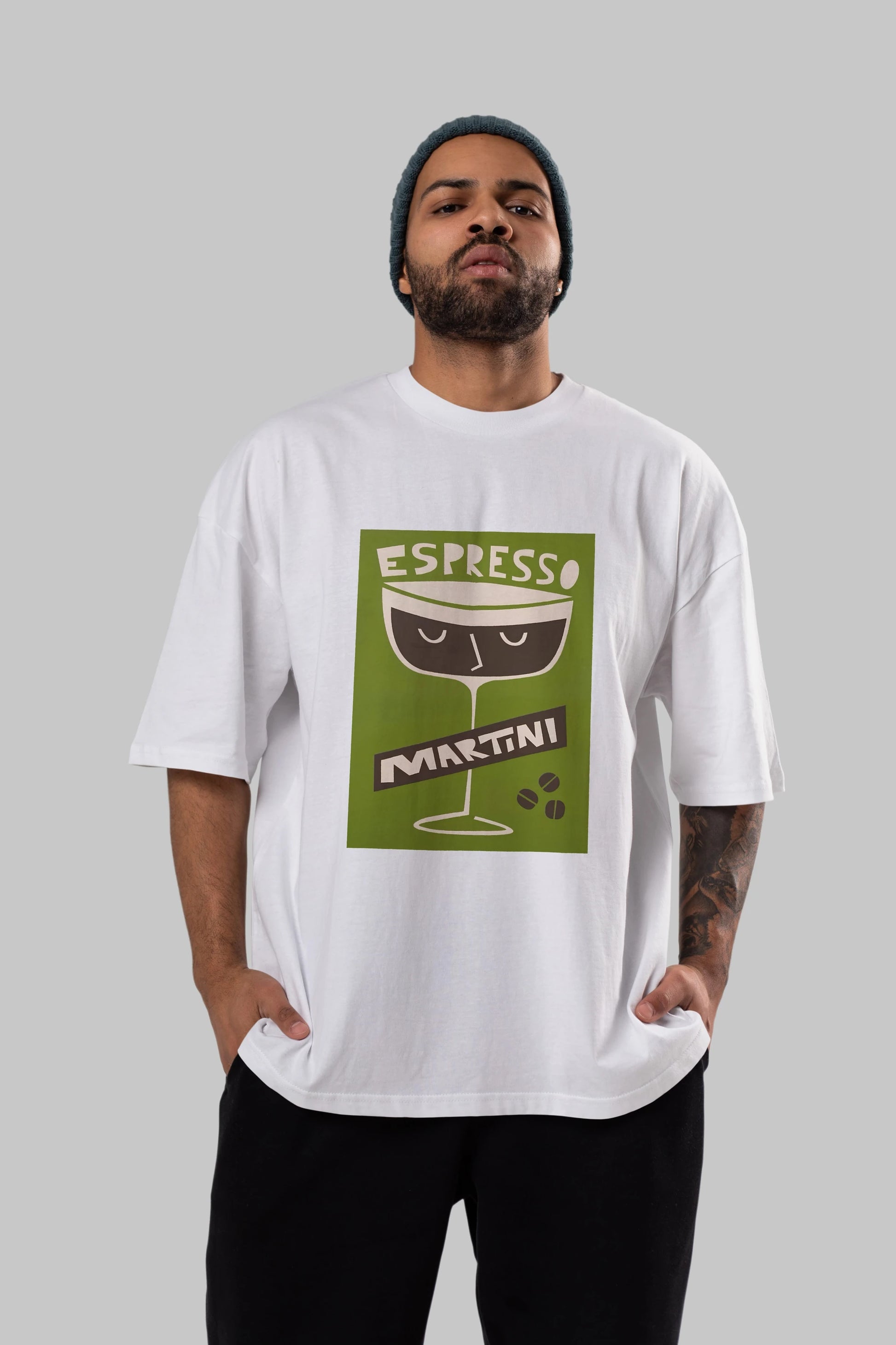 Espresso Martini 2 Ön Baskılı Oversize t-shirt Erkek Kadın Unisex %100 Pamuk Bisiklet Yaka tişort