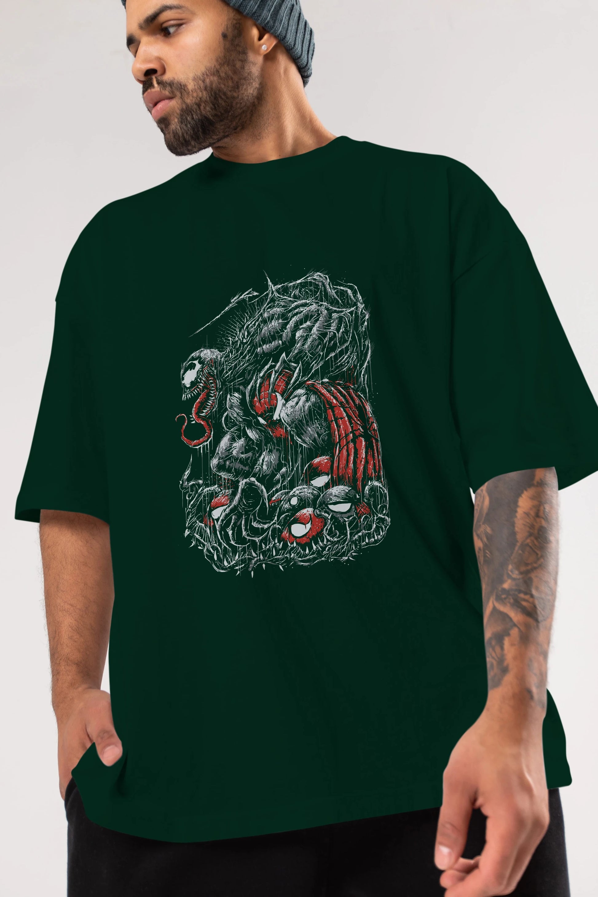 Venom (14) Ön Baskılı Oversize t-shirt Erkek Kadın Unisex %100 Pamuk Bisiklet Yaka tişort