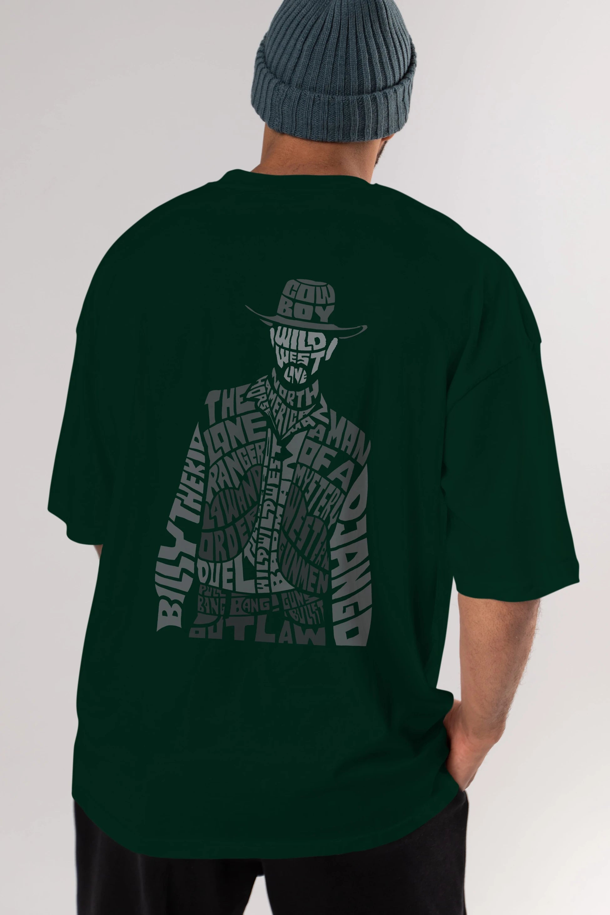 Cowboy Arka Baskılı Oversize t-shirt %100 pamuk Erkek Kadın Unisex