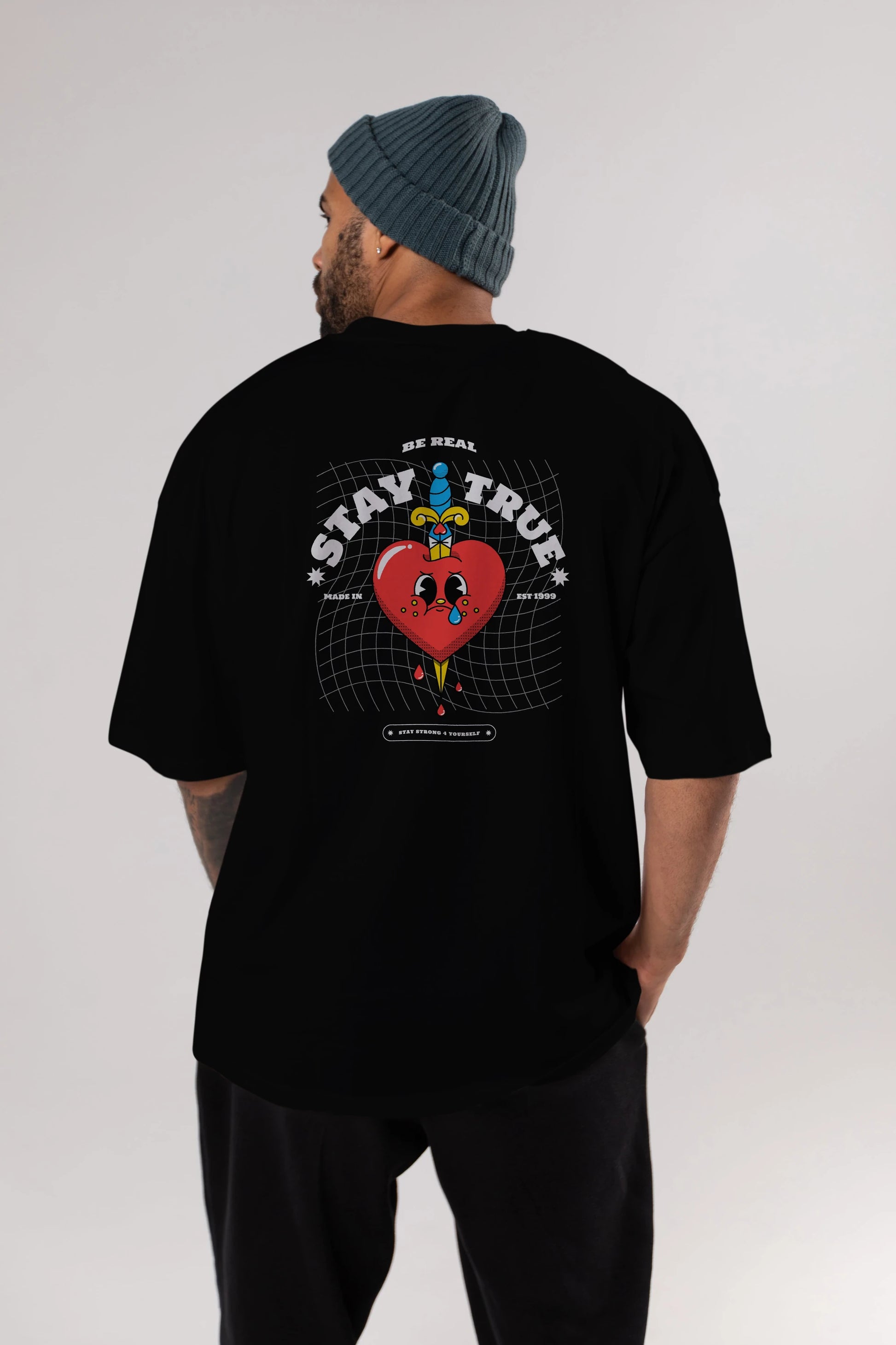 Stay True Arka Baskılı Oversize t-shirt Erkek Kadın Unisex