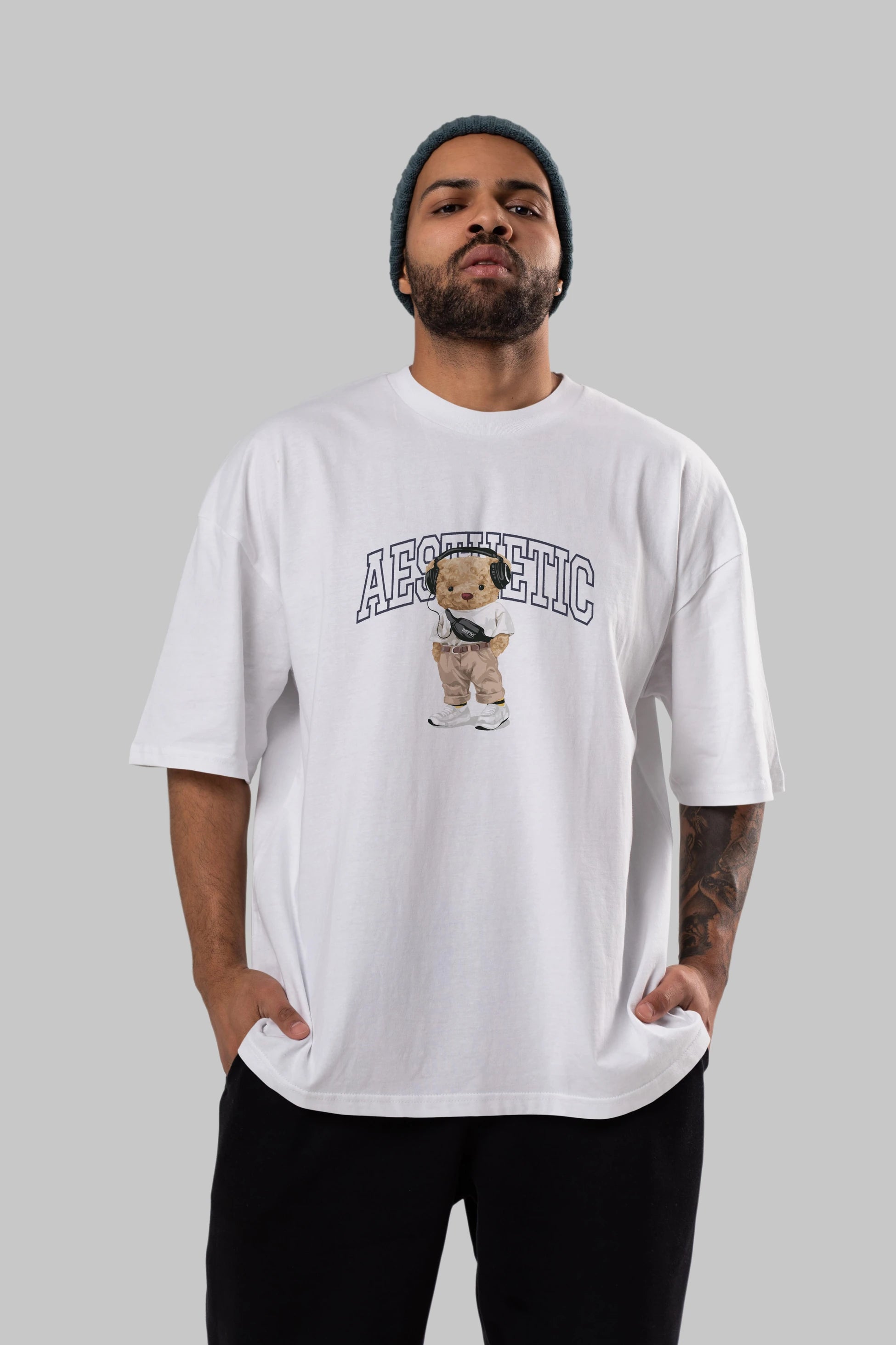Teddy Bear Aesthetıc Ön Baskılı Oversize t-shirt Erkek Kadın Unisex %100 Pamuk