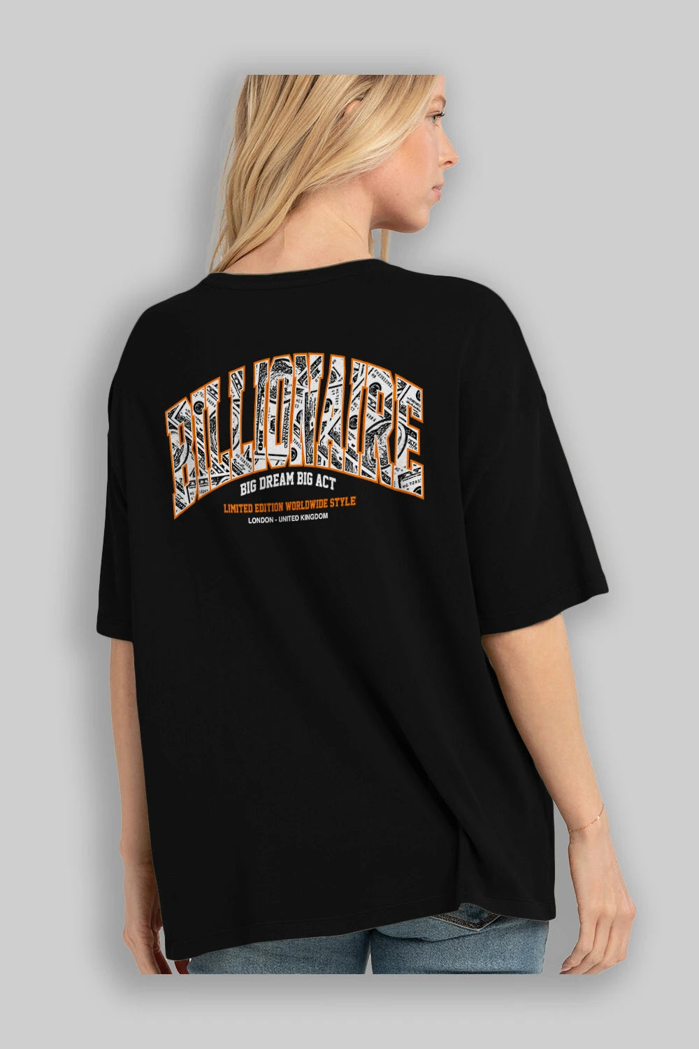 Billionaire Arka Baskılı Oversize t-shirt Erkek Kadın Unisex