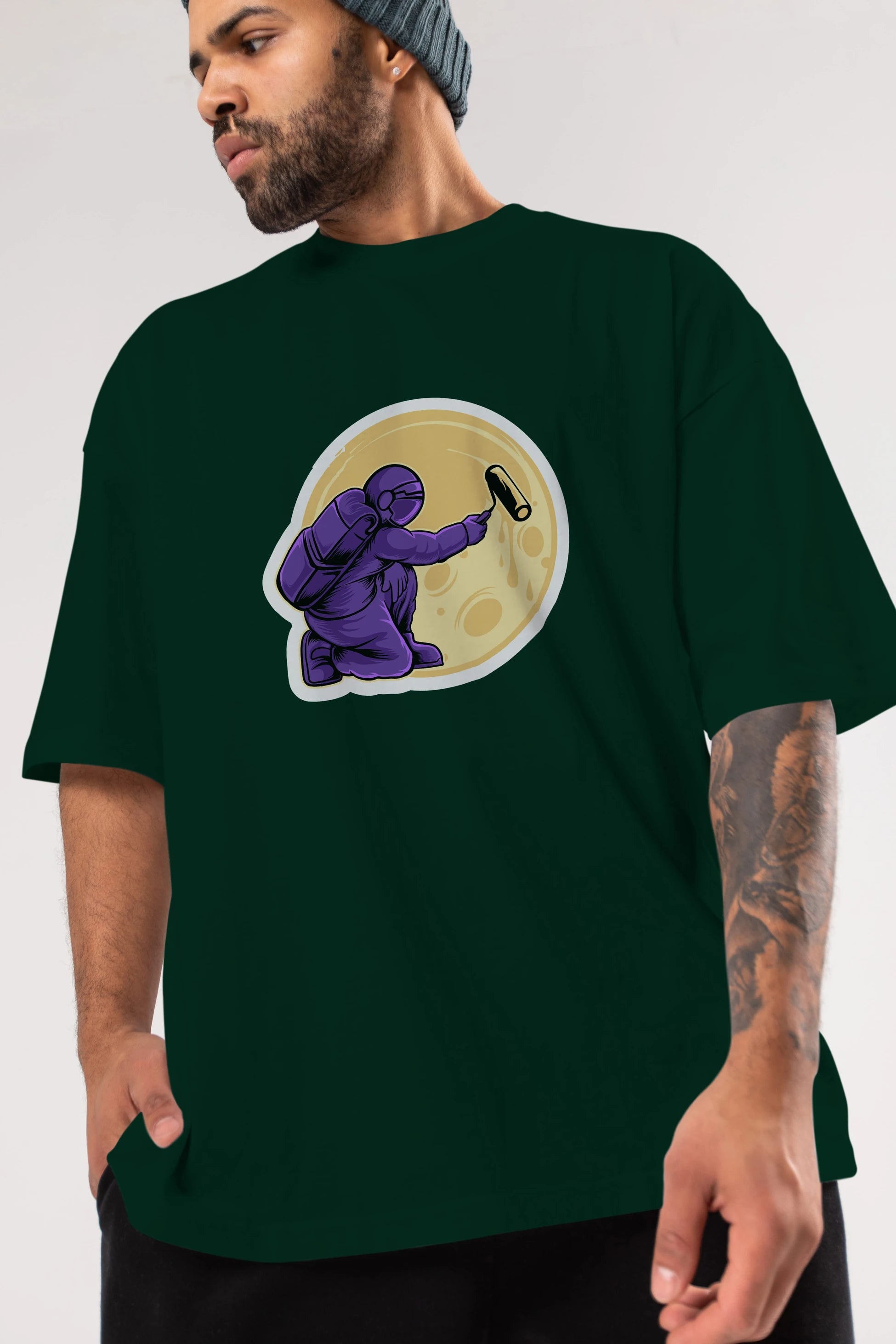 Astropaint Sticker Ön Baskılı Oversize t-shirt Erkek Kadın Unisex