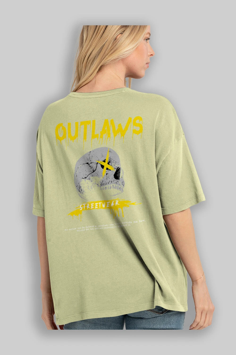 Outlaws Streetwear Arka Baskılı Oversize t-shirt Erkek Kadın Unisex