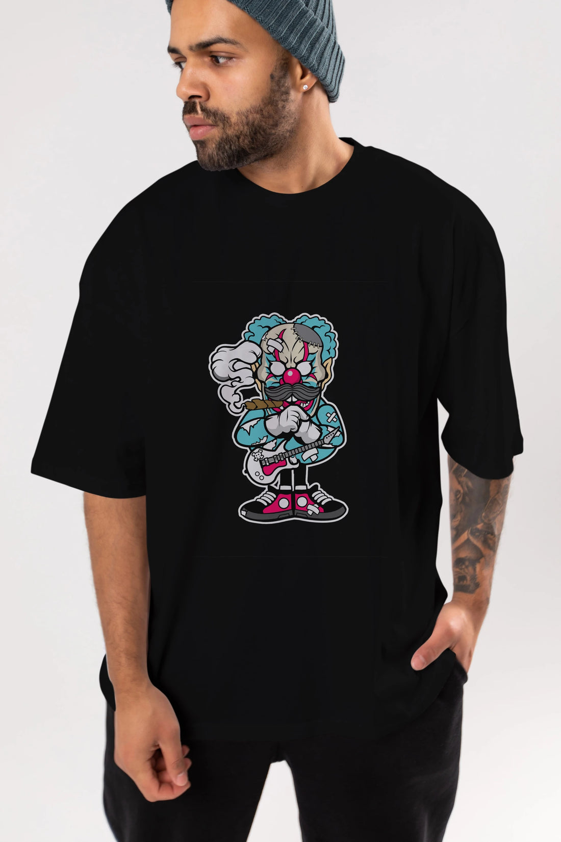 Clown Monster Ön Baskılı Oversize t-shirt Erkek Kadın Unisex %100 Pamuk tişort