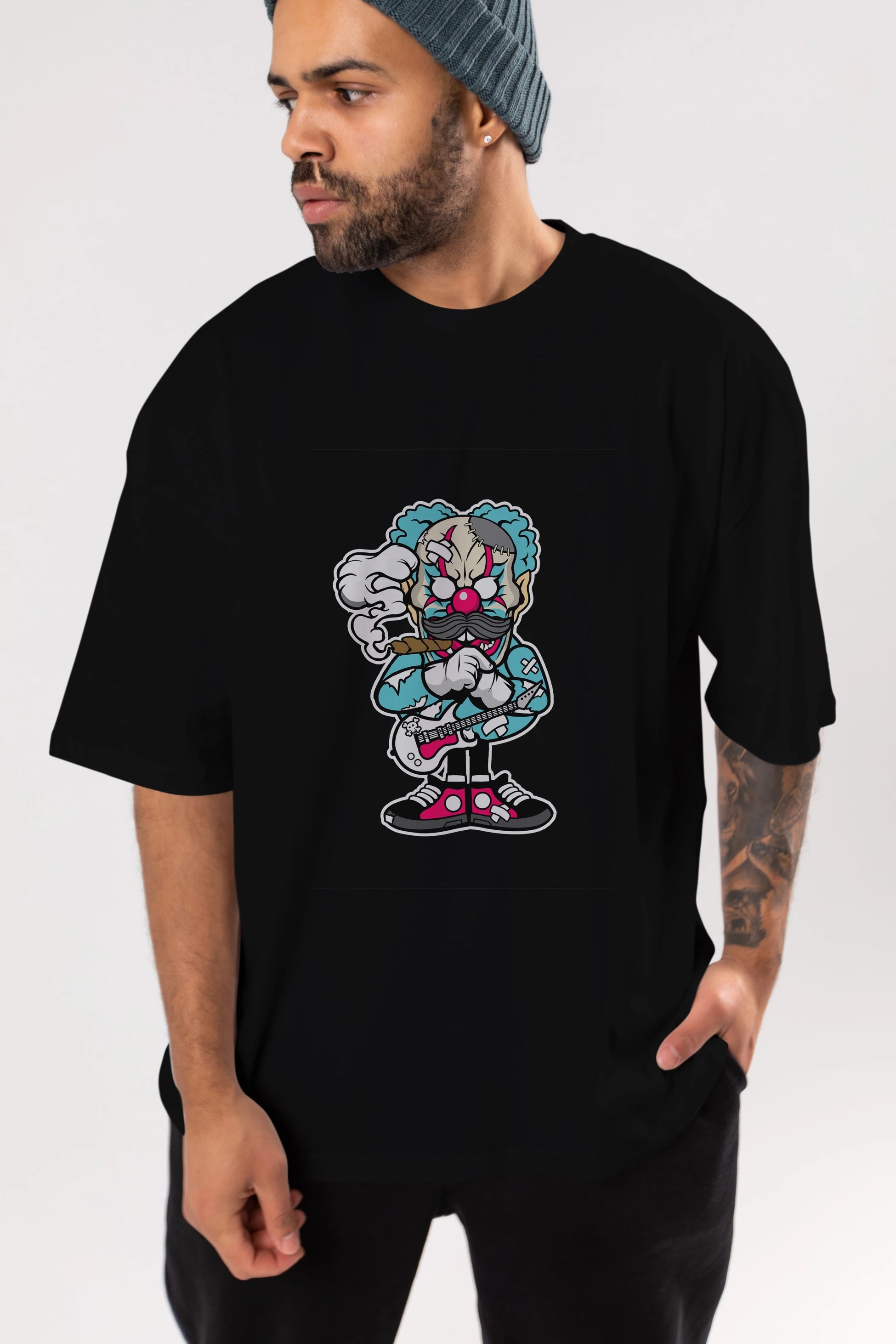 Clown Monster Ön Baskılı Oversize t-shirt Erkek Kadın Unisex %100 Pamuk tişort