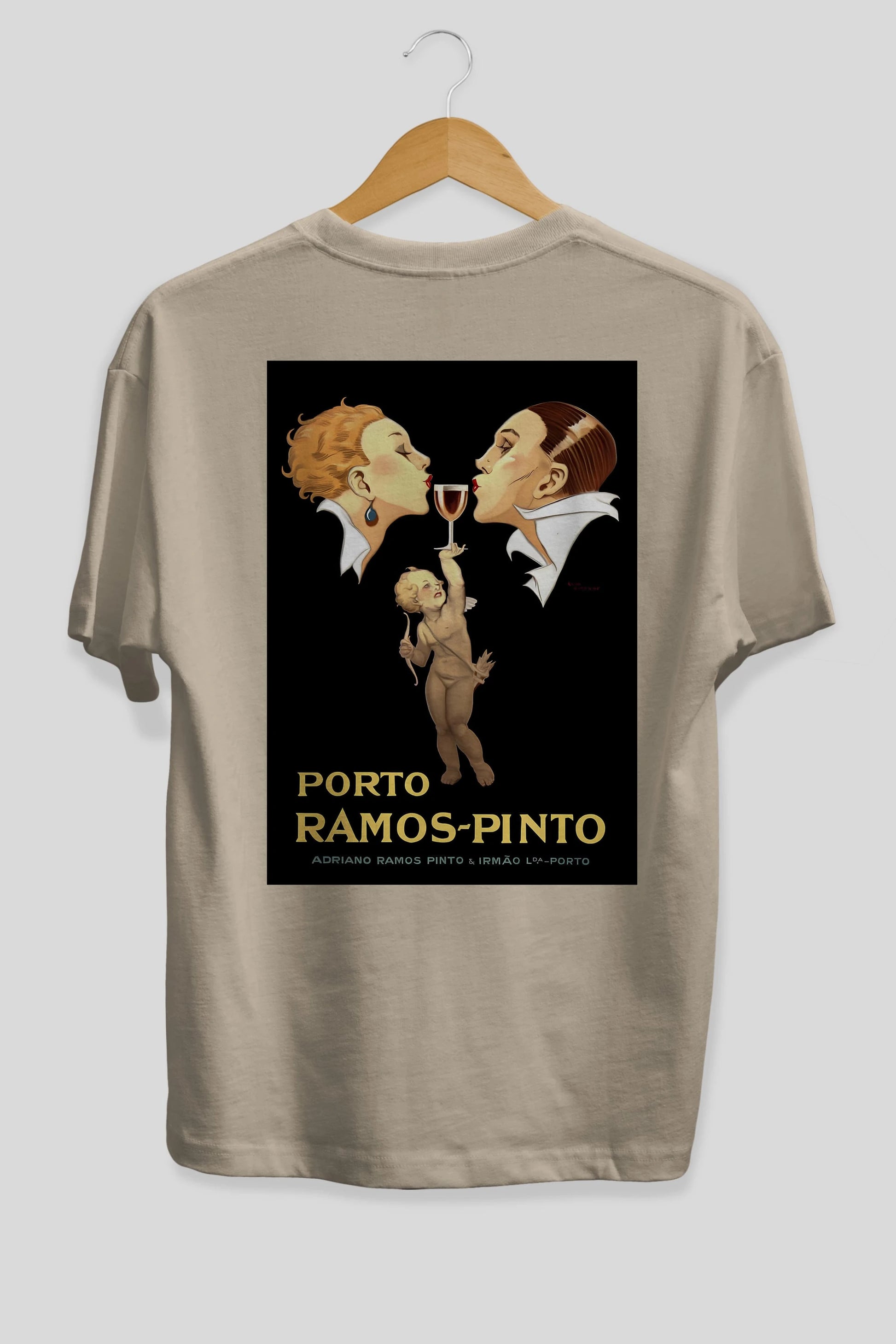 Porto Ramos Pinto Arka Baskılı Oversize t-shirt Erkek Kadın Unisex %100 Pamuk Bisiklet Yaka tişort