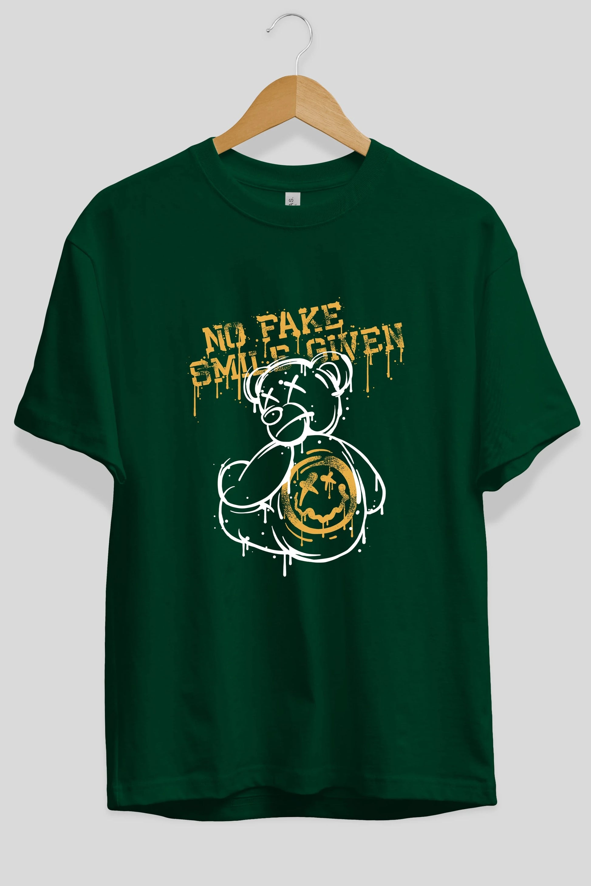 No Fake Smile Given Bear Ön Baskılı Oversize t-shirt Erkek Kadın Unisex