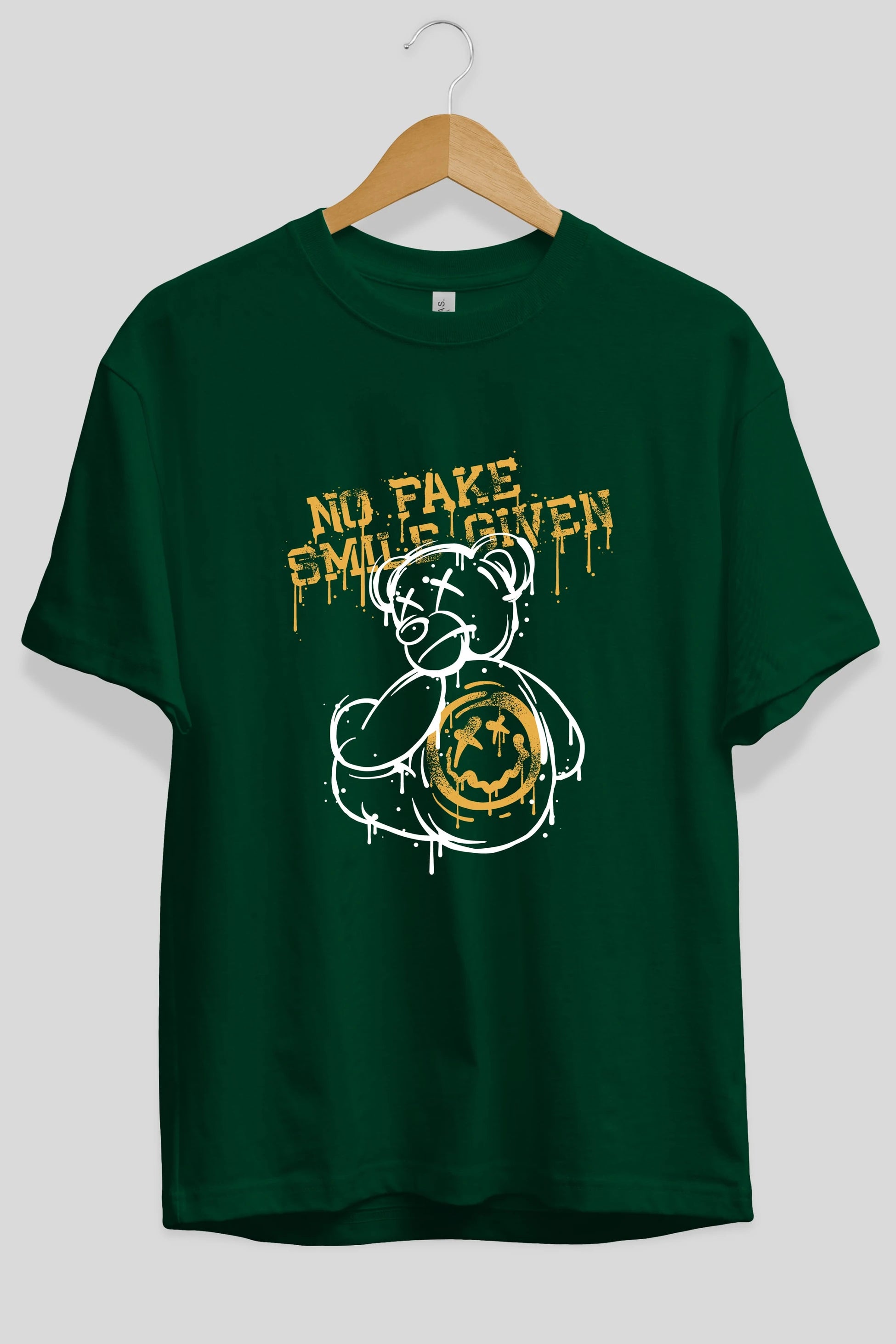 No Fake Smile Given Bear Ön Baskılı Oversize t-shirt Erkek Kadın Unisex
