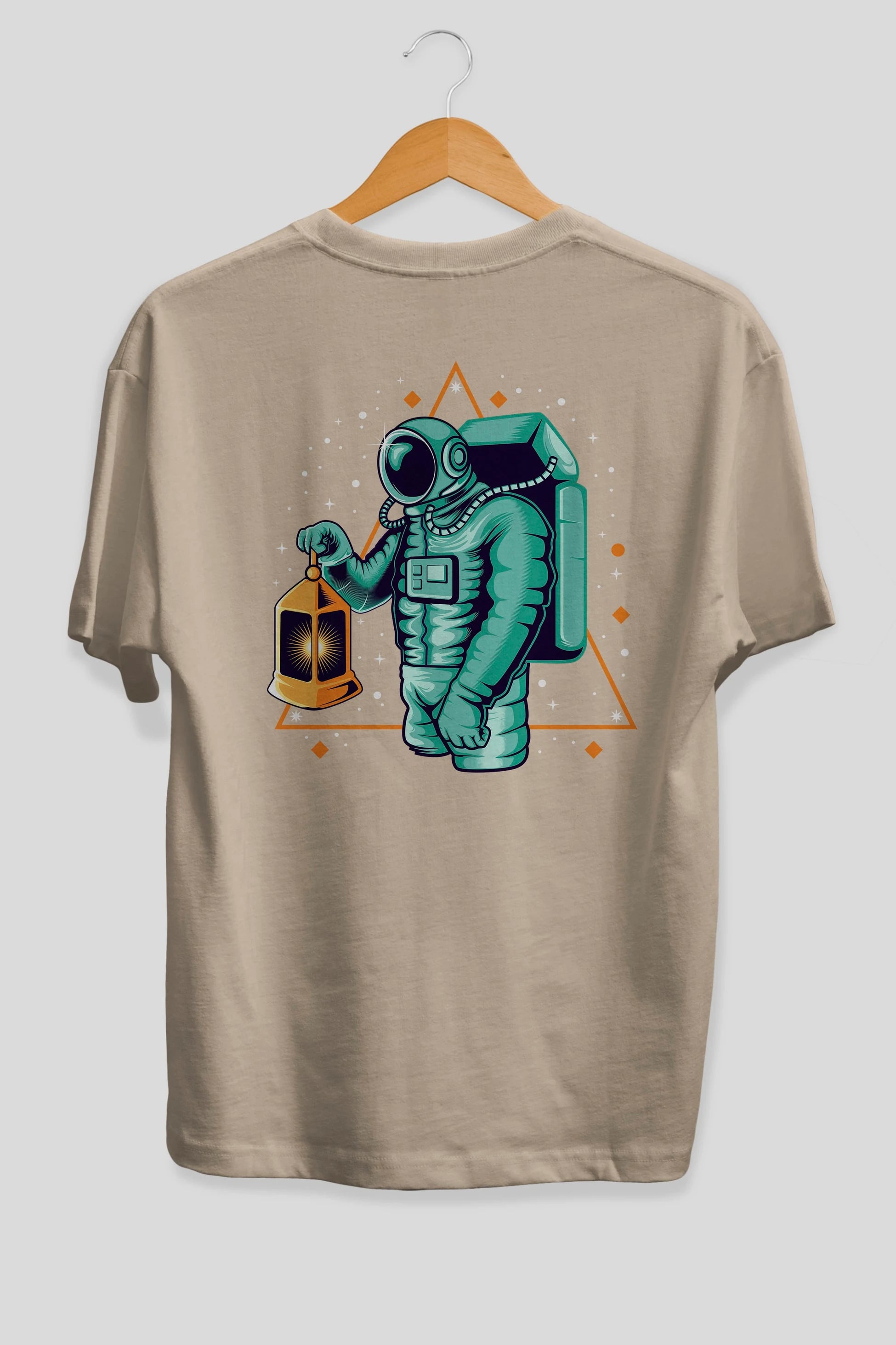 Astronaut Lantern Arka Baskılı Oversize t-shirt Erkek Kadın Unisex