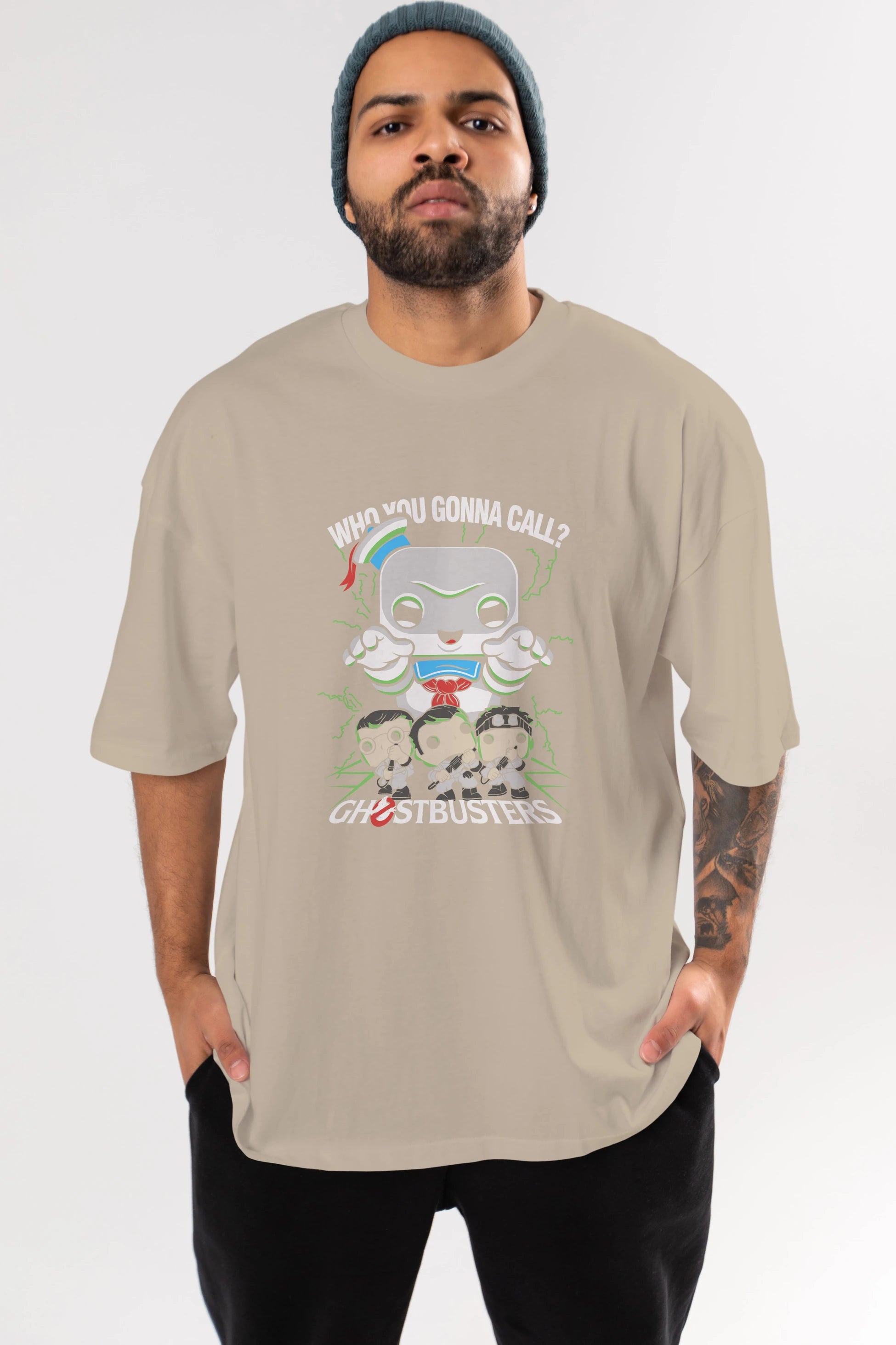Ghostbusters Ön Baskılı Oversize t-shirt Erkek Kadın Unisex %100 Pamuk Bisiklet Yaka tişort