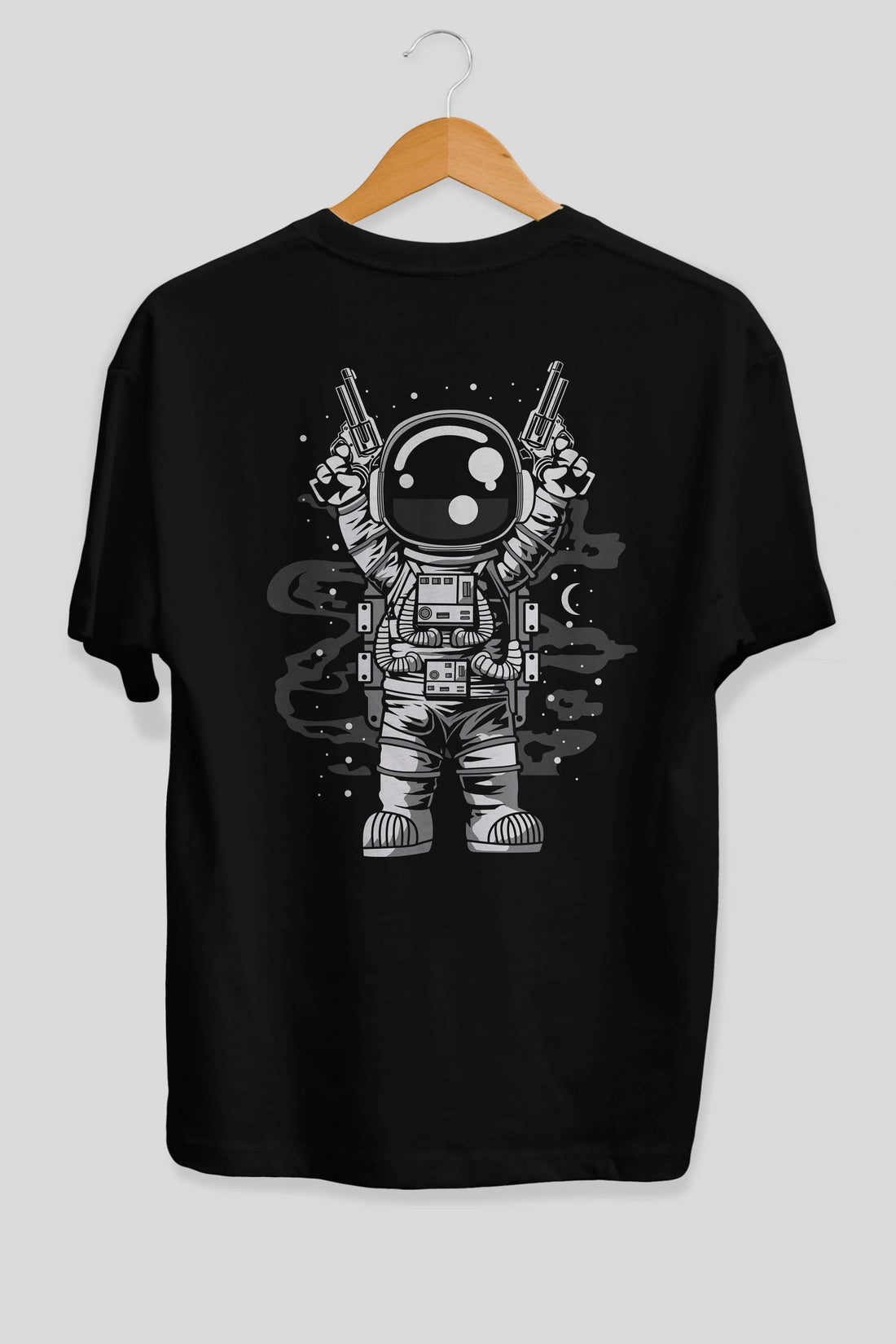 Astronaut Gun Arka Baskılı Oversize t-shirt Erkek Kadın Unisex