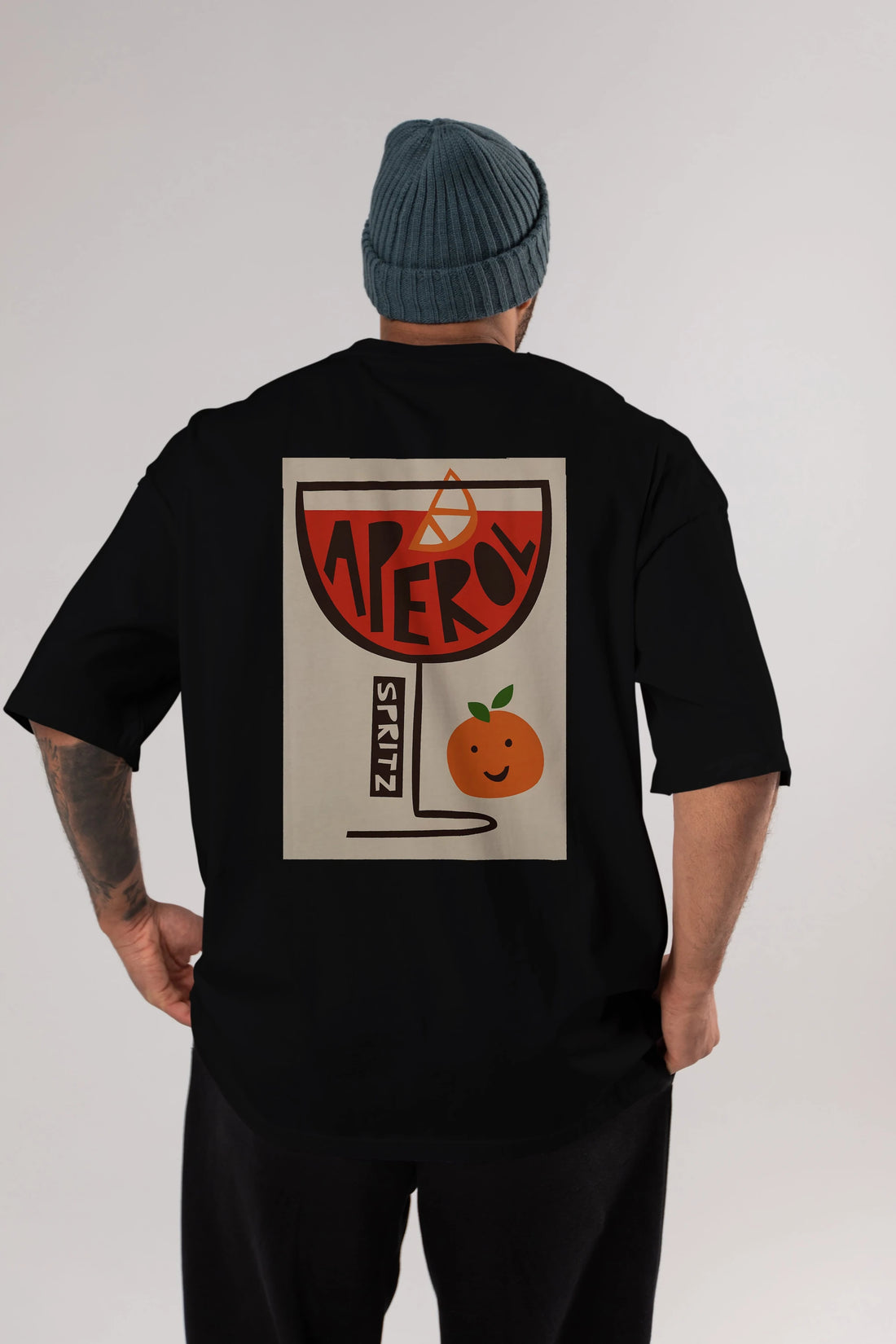 Aperol Spritz 9 Arka Baskılı Oversize t-shirt Erkek Kadın Unisex %100 Pamuk Bisiklet Yaka tişort