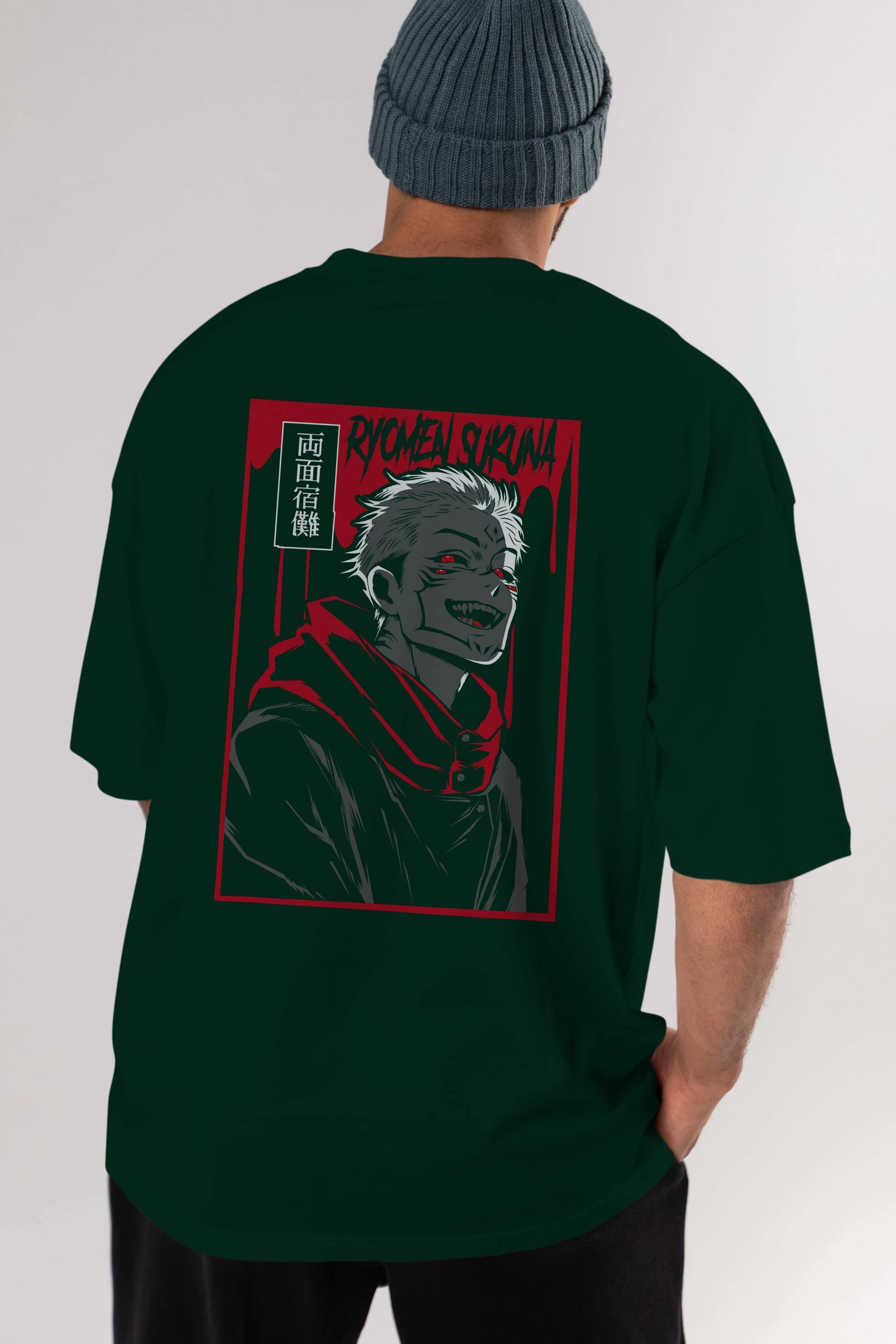SUKUNA Anime Arka Baskılı Oversize t-shirt Erkek Kadın Unisex