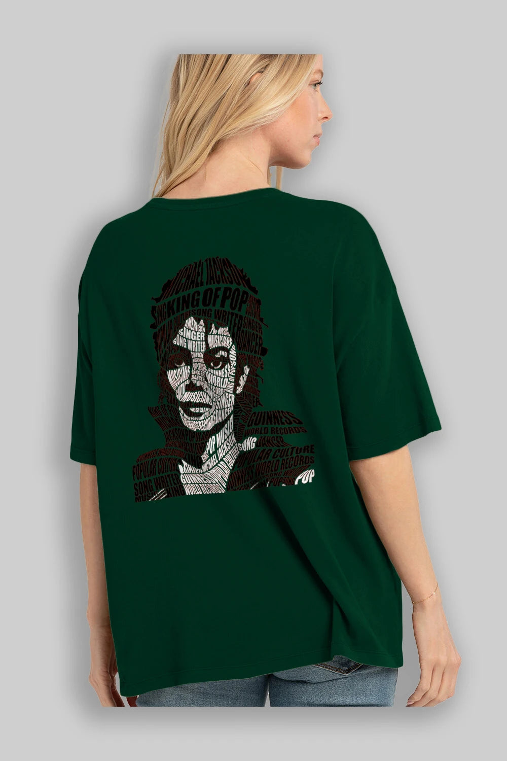 Michael Jackson Calligram Arka Baskılı Oversize t-shirt %100 pamuk Erkek Kadın Unisex