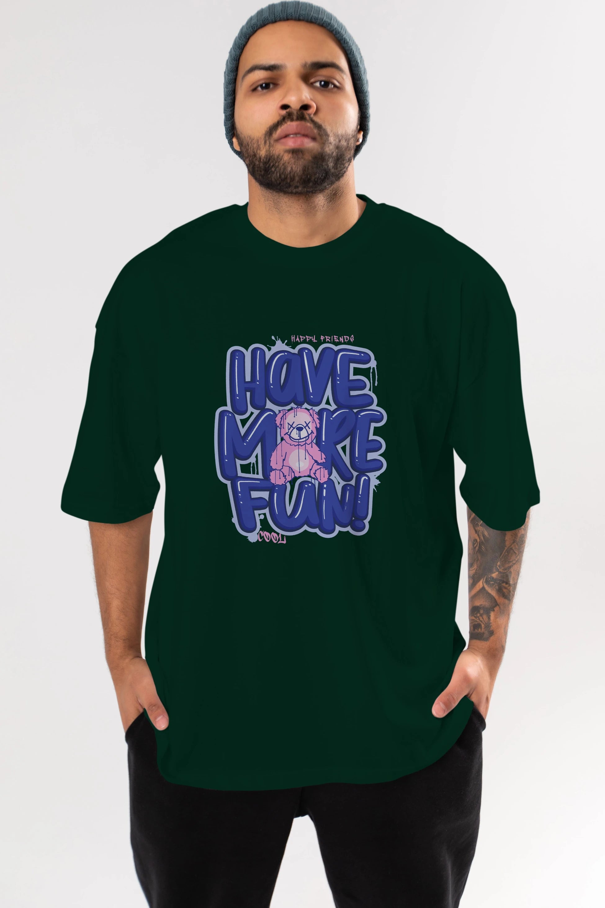 Have More Fun Bear Ön Baskılı Oversize t-shirt Erkek Kadın Unisex