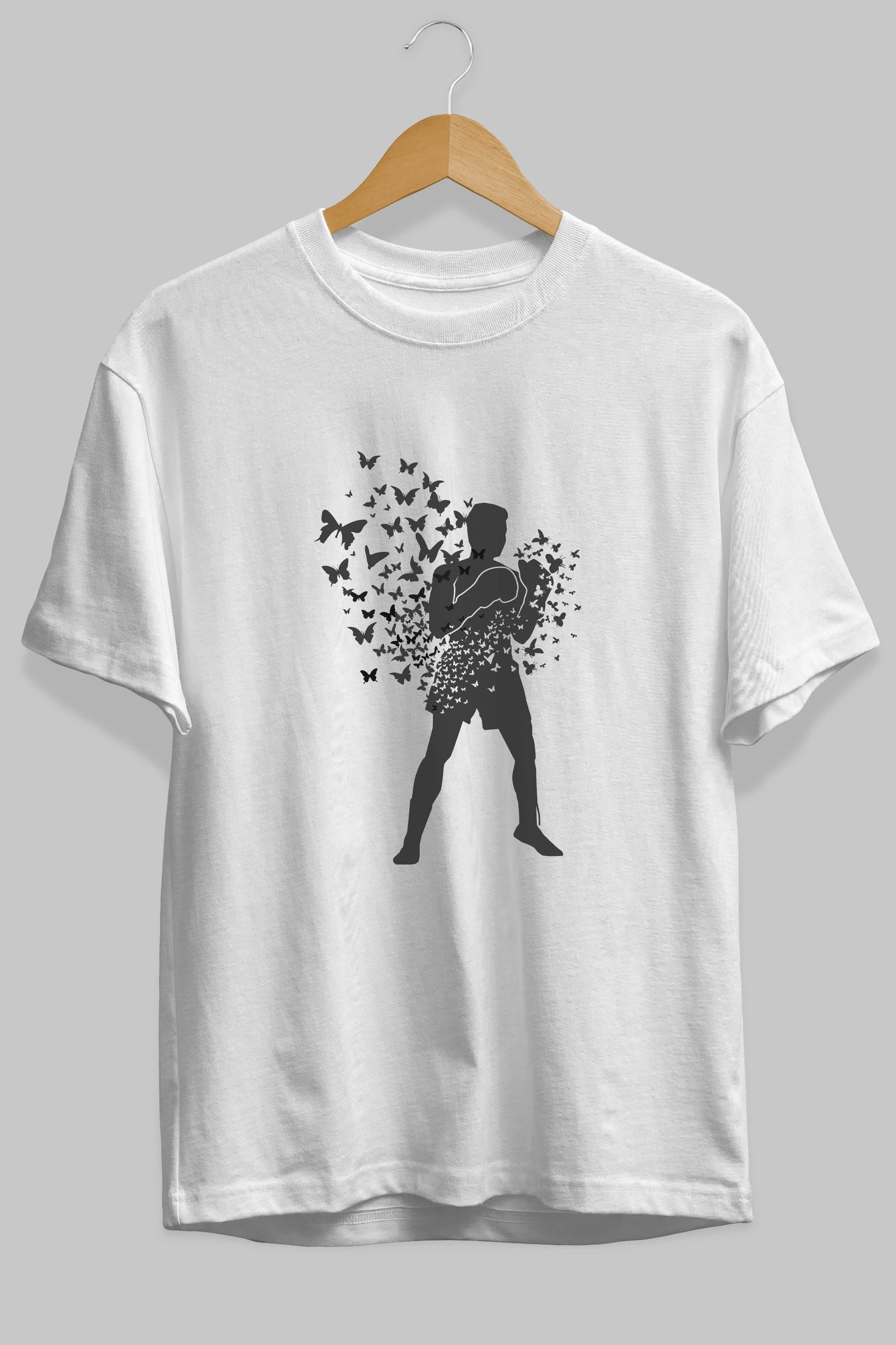 Float Like Butterfly Sting Like Bee Ön Baskılı Oversize t-shirt %100 pamuk Erkek Kadın Unisex
