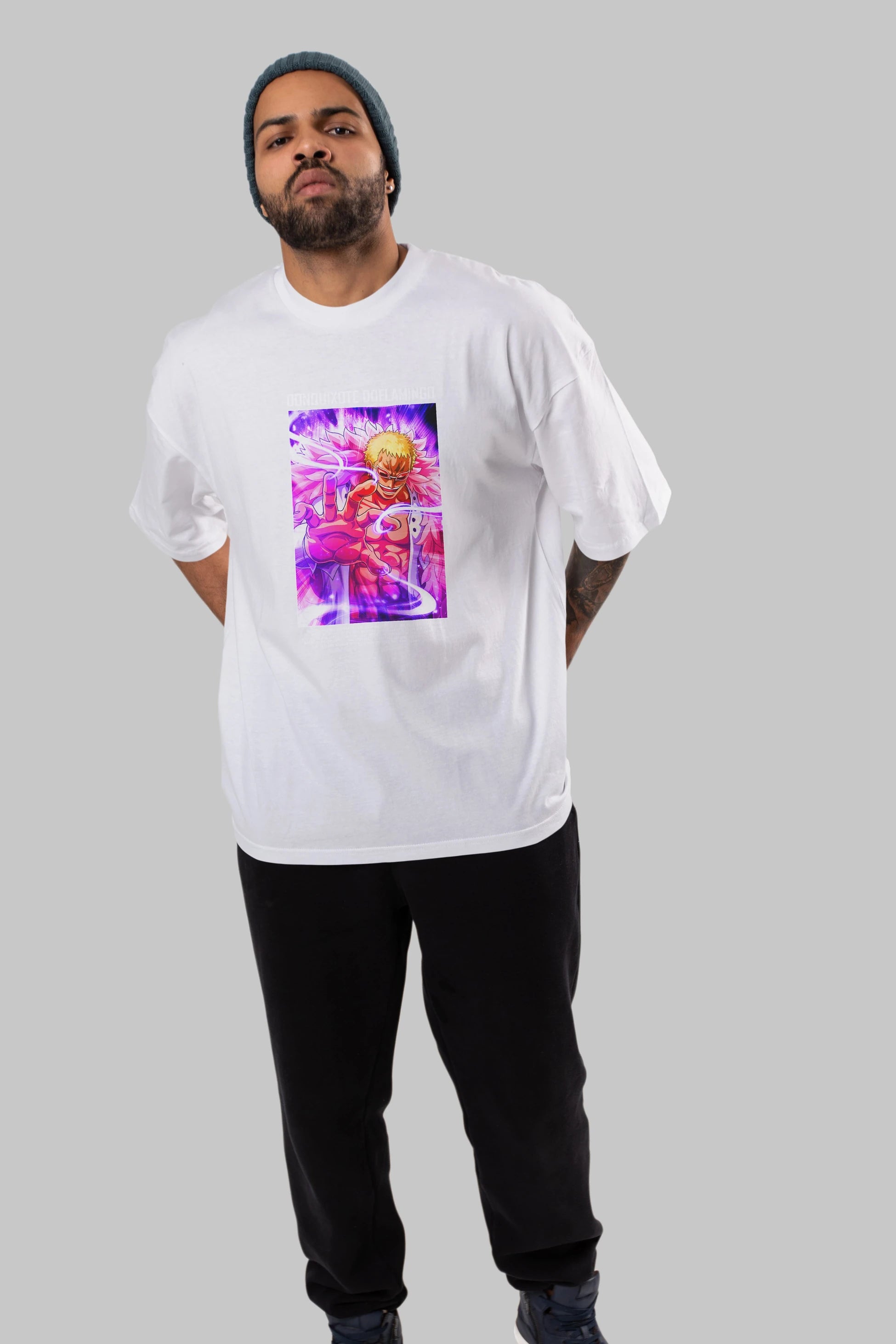 Doflamingo Anime Ön Baskılı Oversize t-shirt Erkek Kadın Unisex