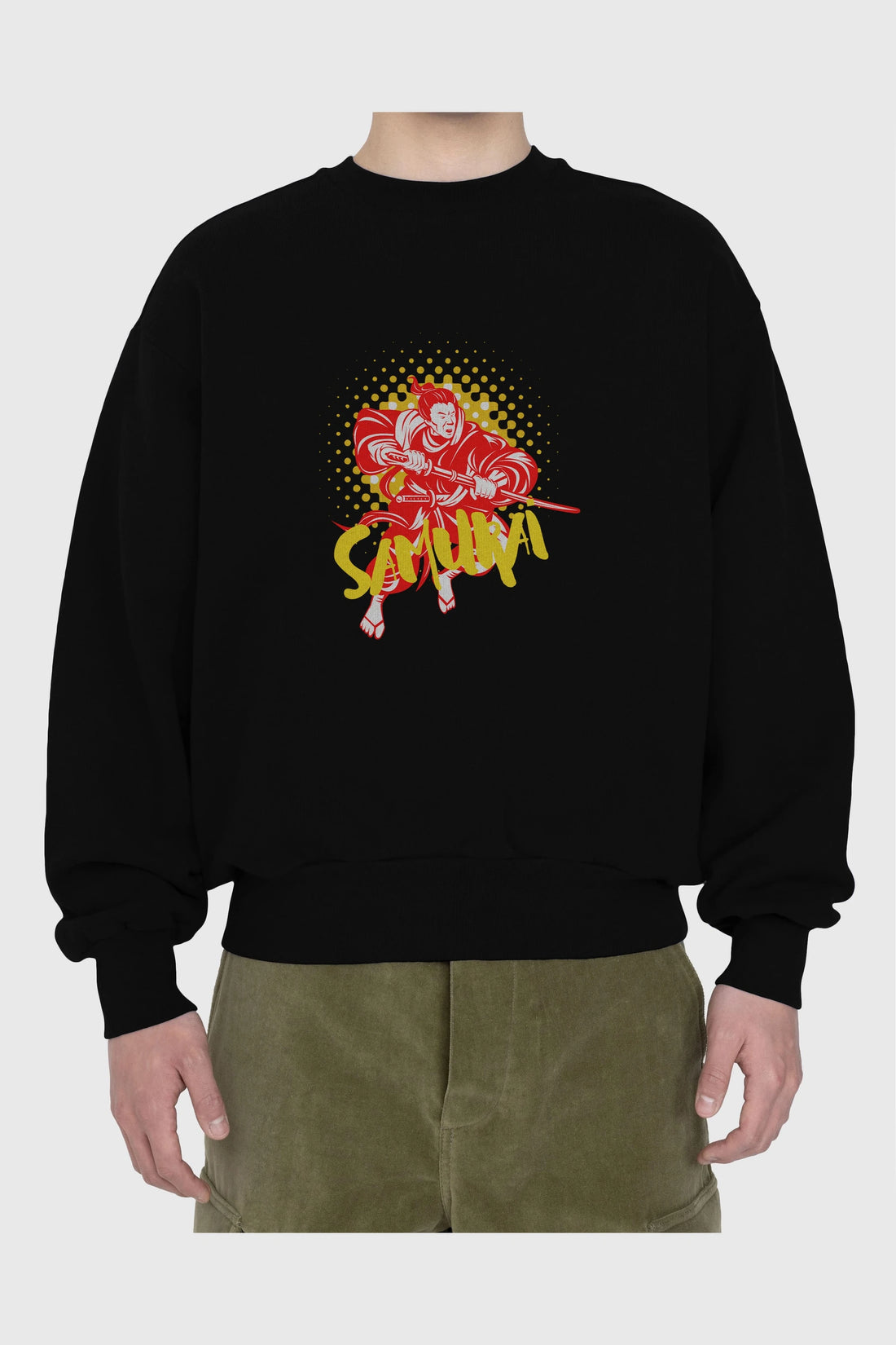 Samurai Ön Baskılı Oversize Sweatshirt Erkek Kadın Unisex