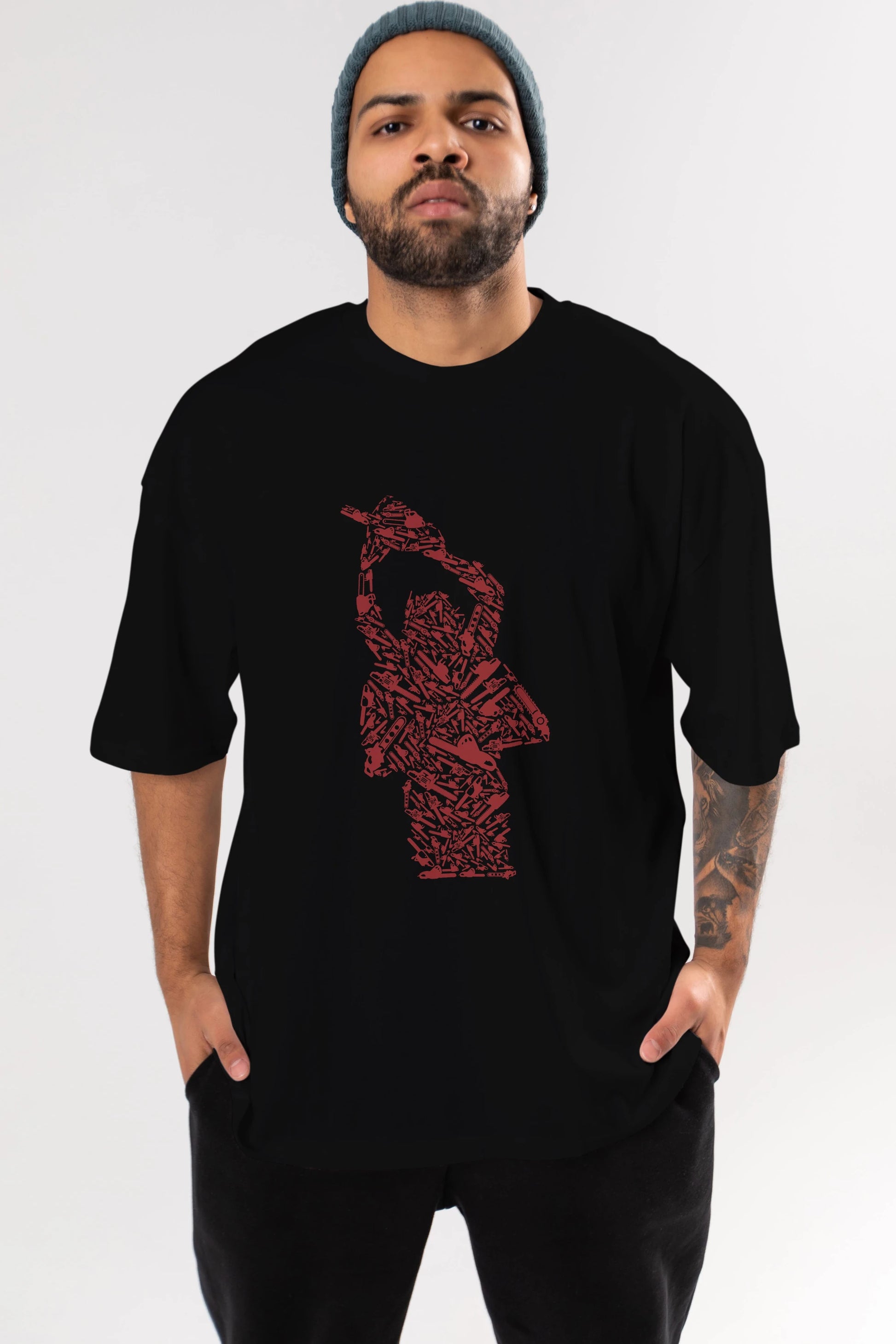 Chainsaw Ön Baskılı Oversize t-shirt %100 pamuk Erkek Kadın Unisex