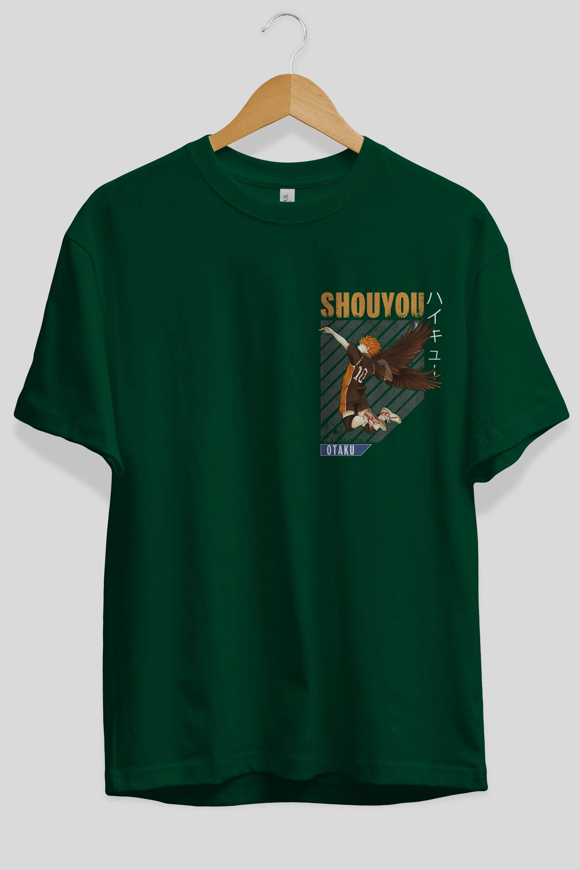 Shouyou Hinata 10 Ön Sol Baskılı Oversize t-shirt Erkek Kadın Unisex %100 Pamuk Bisiklet Yaka tişort
