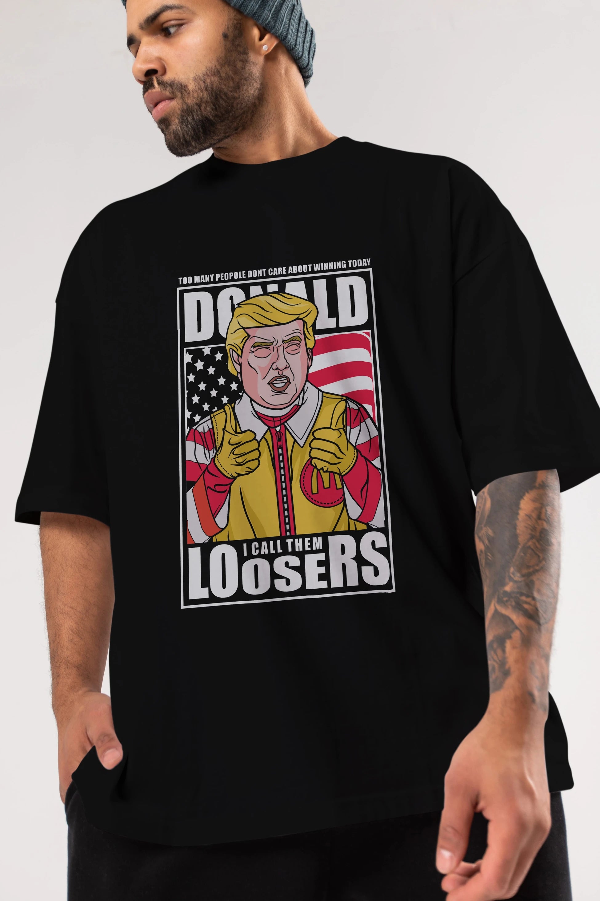 Ronald Trump Ön Baskılı Oversize t-shirt Erkek Kadın Unisex %100 Pamuk tişort
