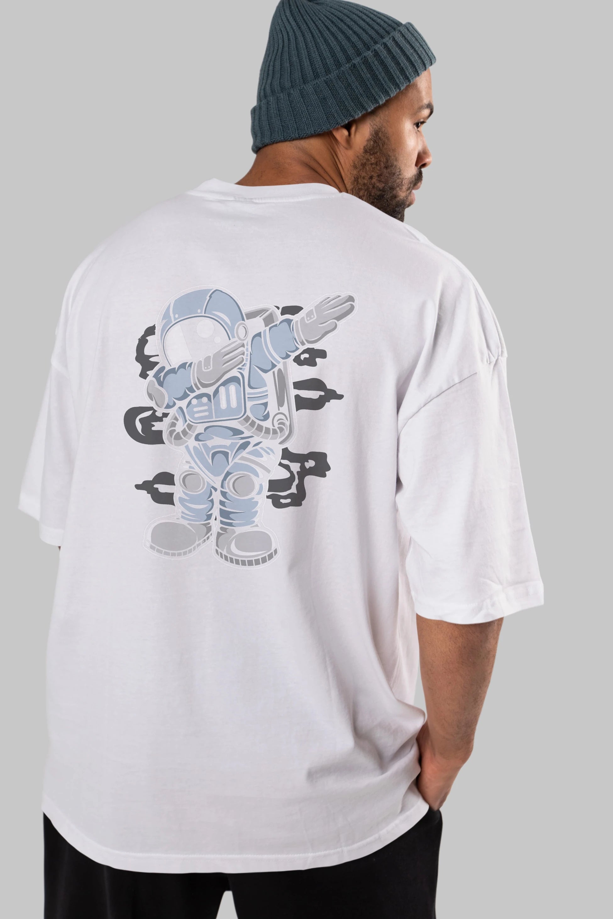 Astronaut Dab Arka Baskılı Oversize t-shirt Erkek Kadın Unisex