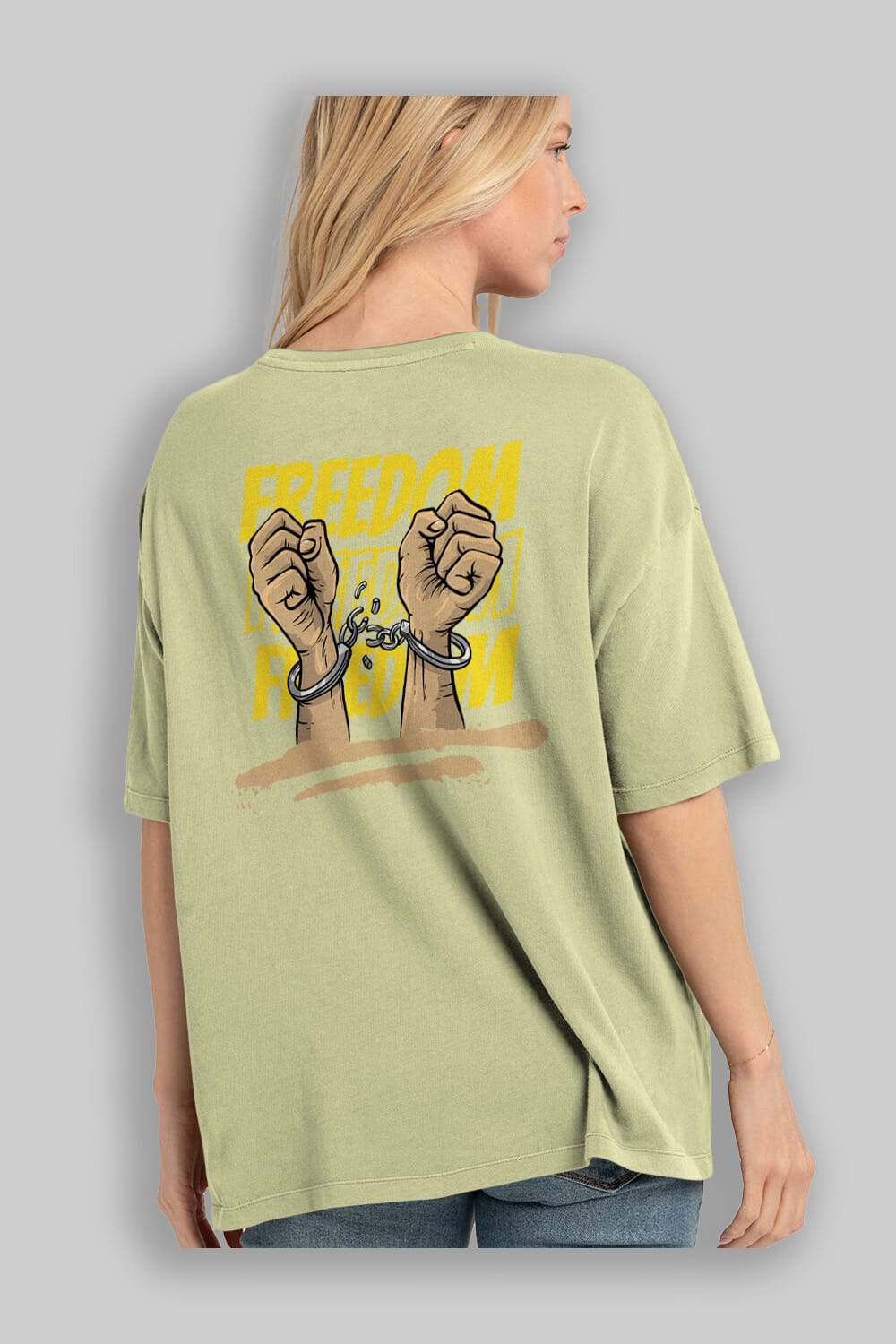 Freedom Yazılı Arka Baskılı Oversize t-shirt Erkek Kadın Unisex