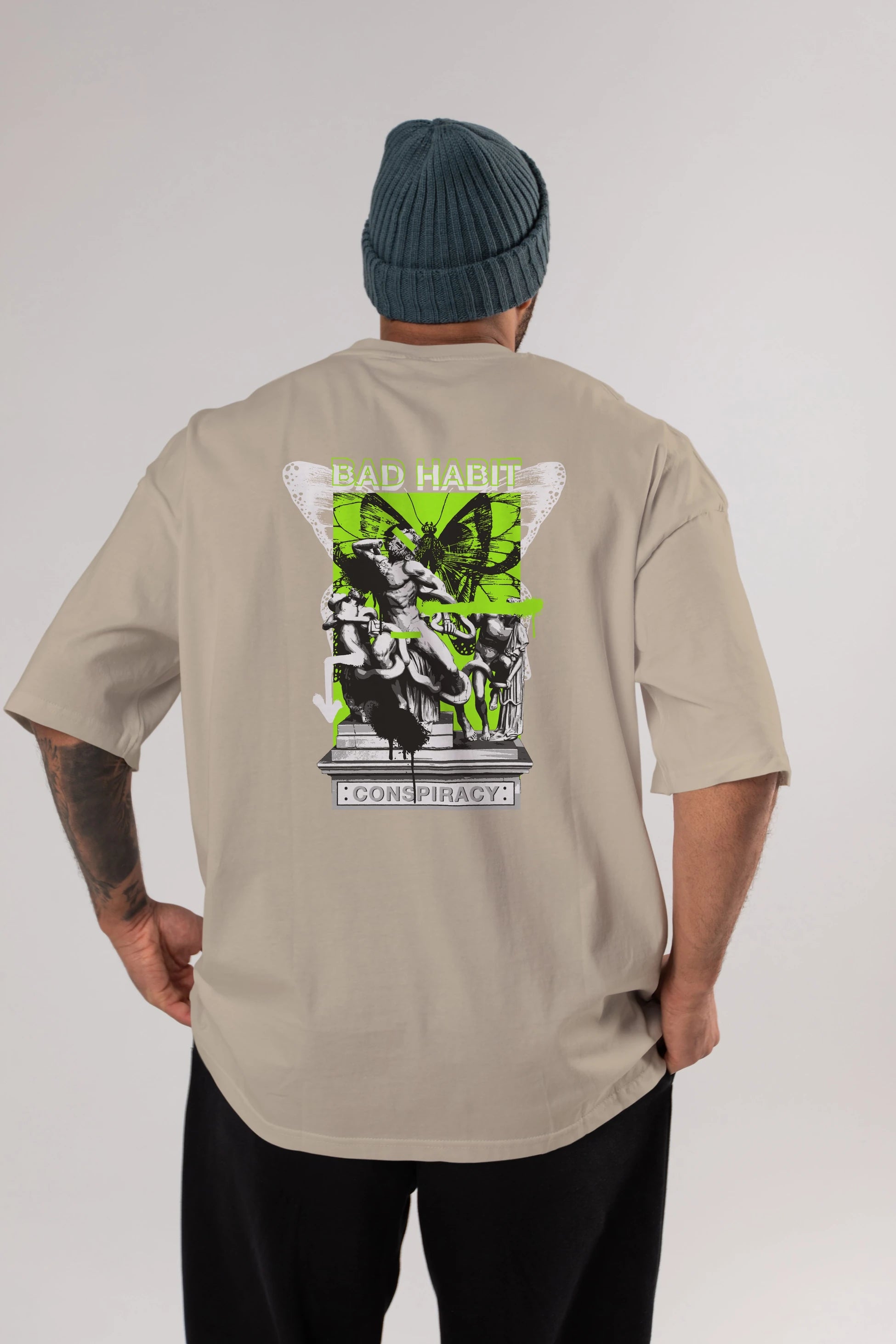Bad Habit Arka Baskılı Oversize t-shirt Erkek Kadın Unisex