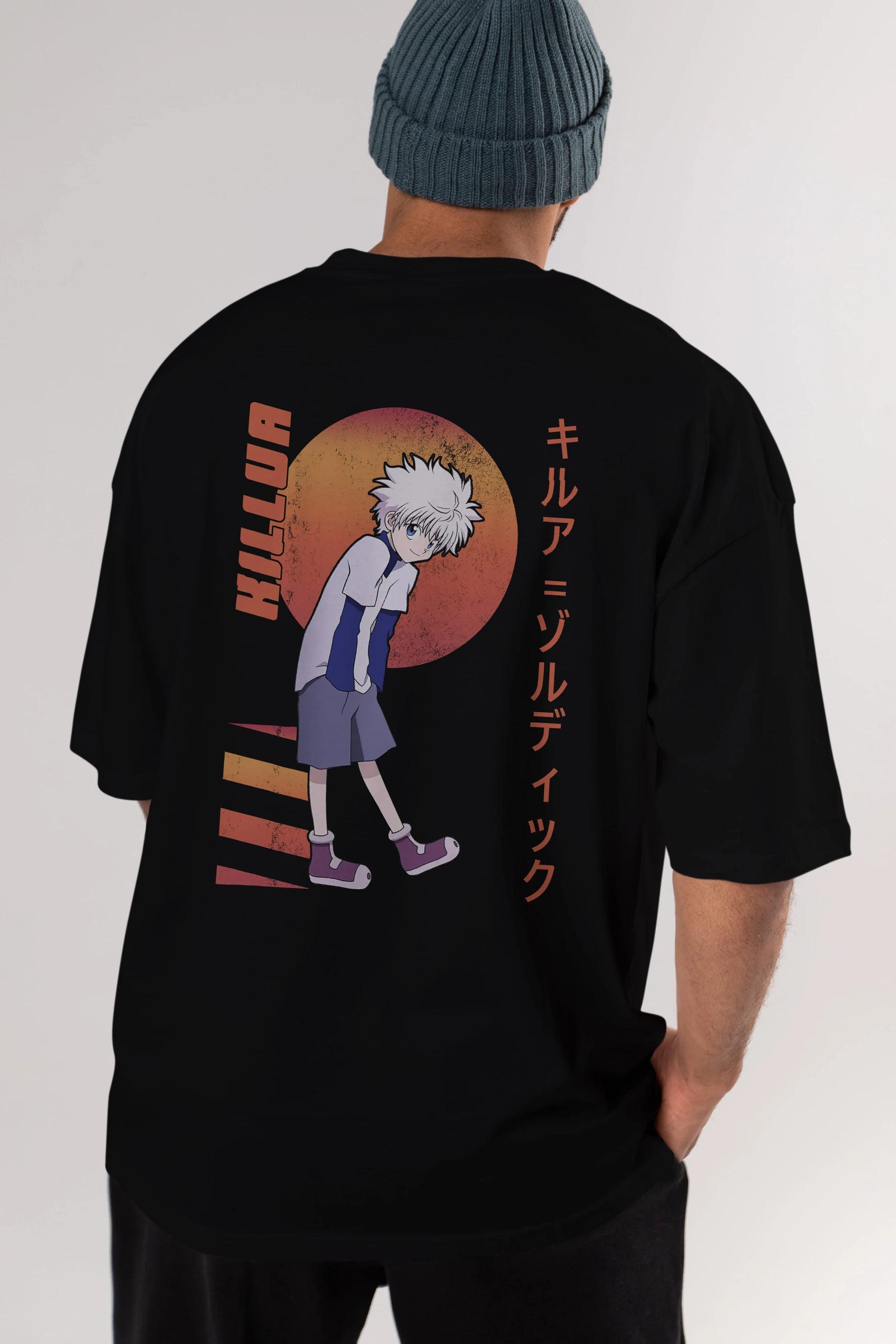 Killua Zoldyck 5 2 Anime Arka Baskılı Oversize t-shirt Erkek Kadın Unisex