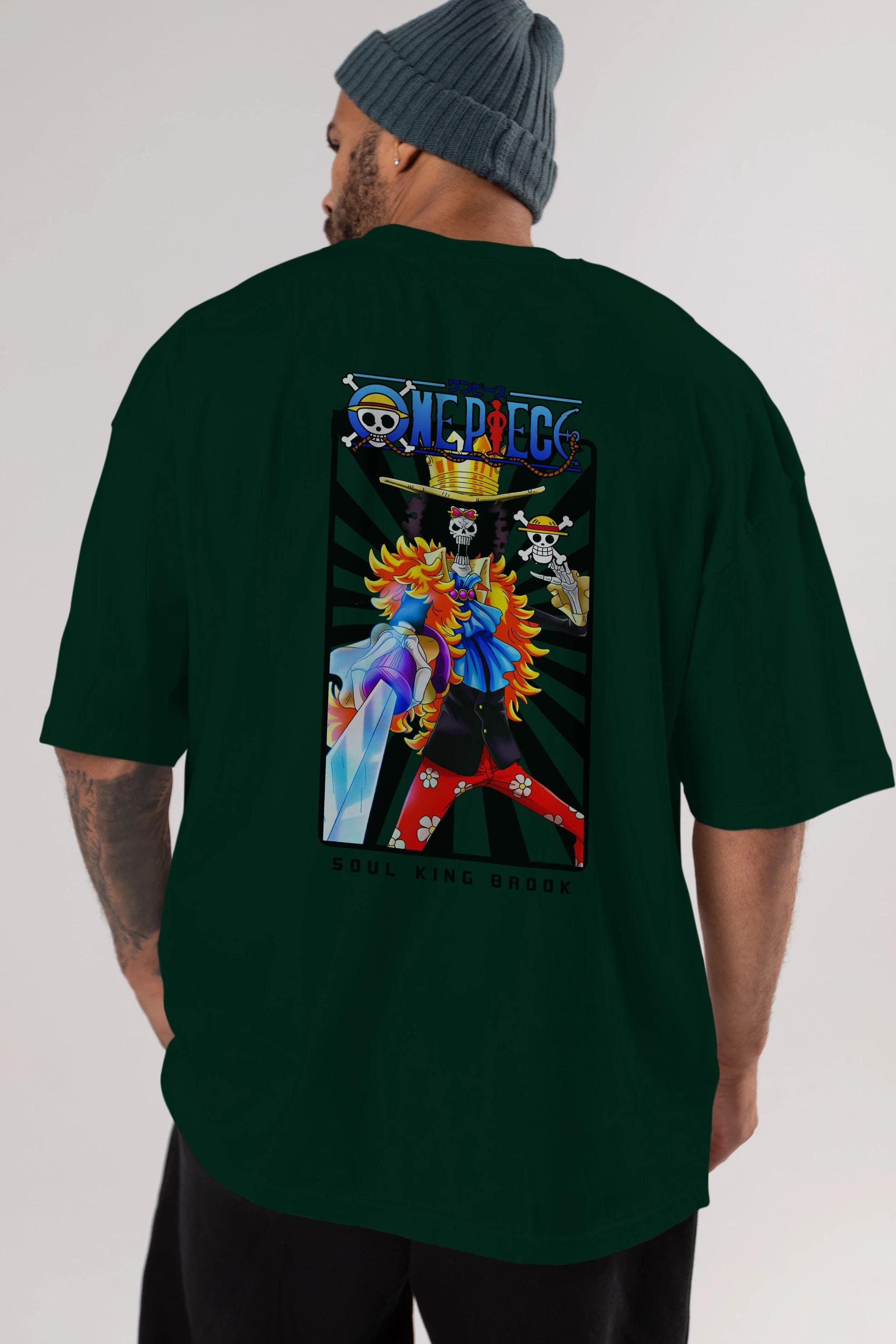 Brook Anime Arka Baskılı Oversize t-shirt Erkek Kadın Unisex %100 pamuk tişort