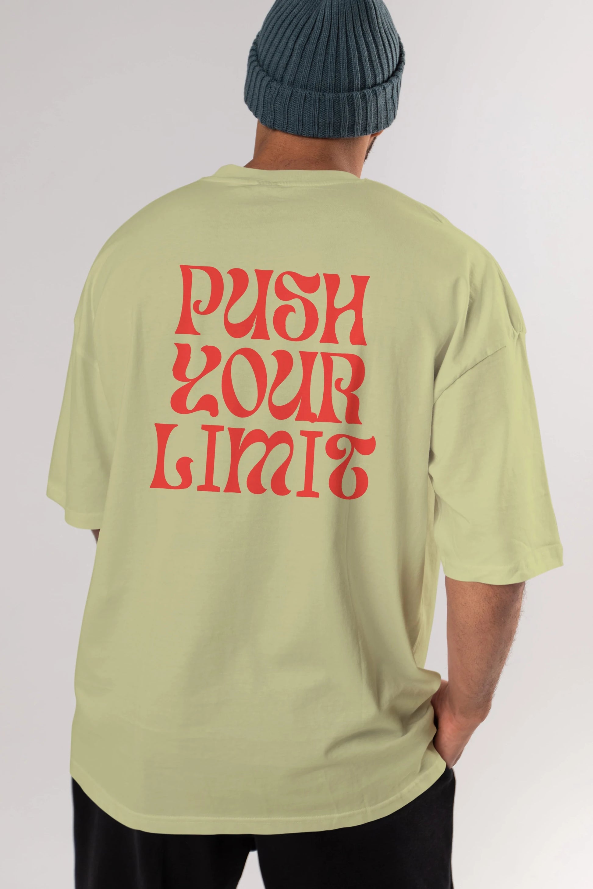 Push Your Limit Yazılı 2 Arka Baskılı Oversize t-shirt Erkek Kadın Unisex