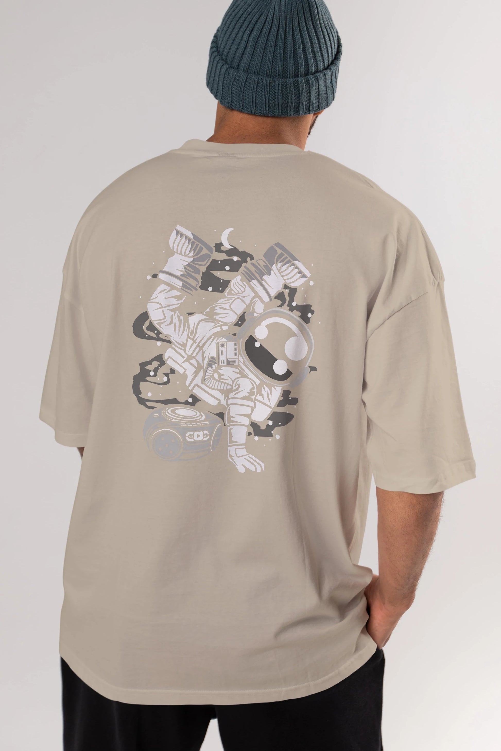 Space Breakdance Arka Baskılı Oversize t-shirt Erkek Kadın Unisex
