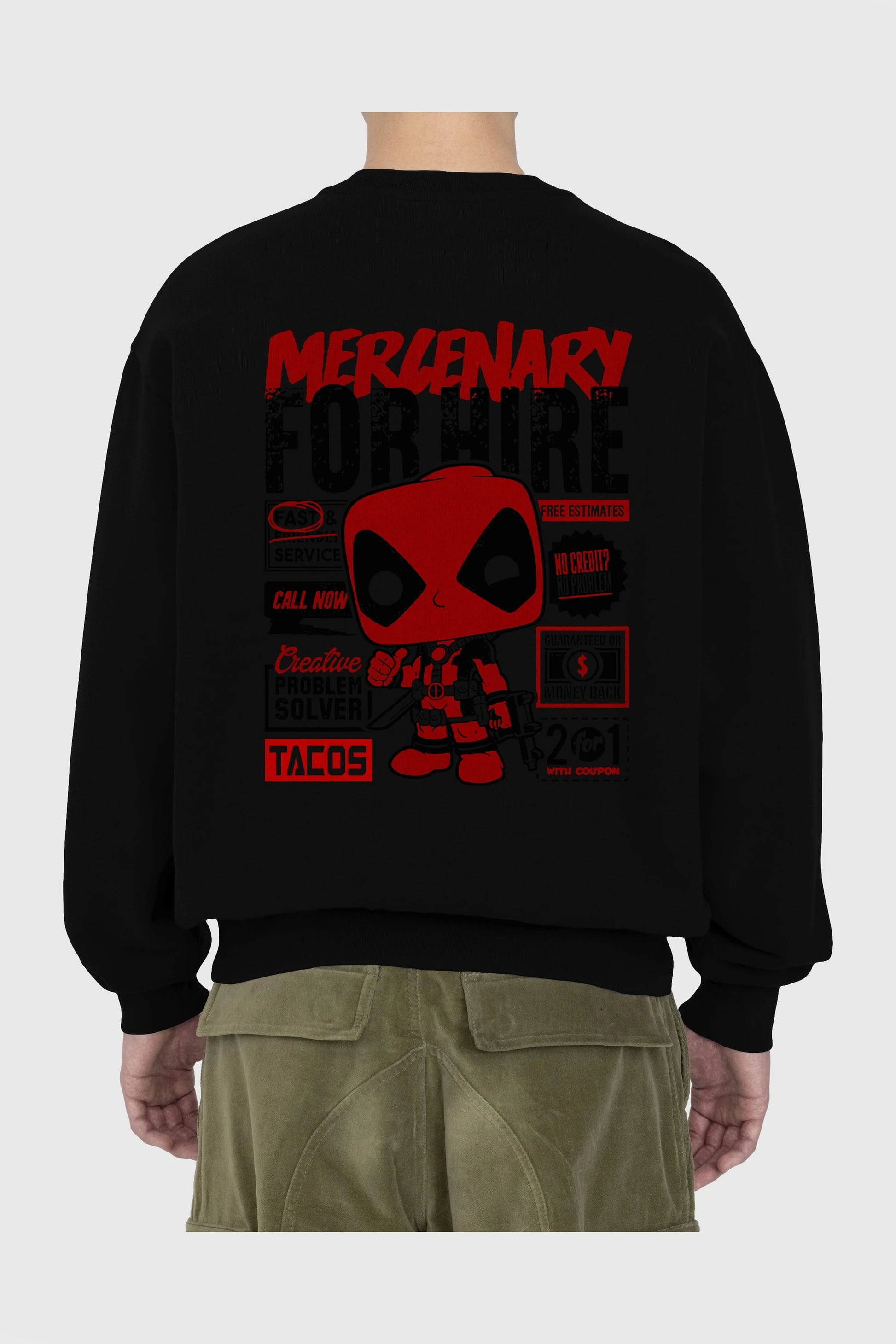 Deadpool (18) Arka Baskılı Oversize Sweatshirt Erkek Kadın Unisex