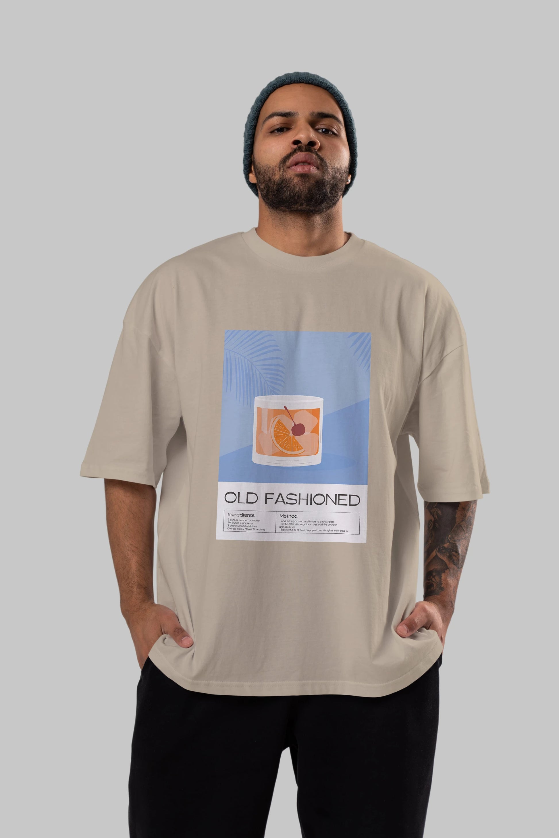 Old Fashioned 3 Ön Baskılı Oversize t-shirt Erkek Kadın Unisex %100 Pamuk Bisiklet Yaka tişort