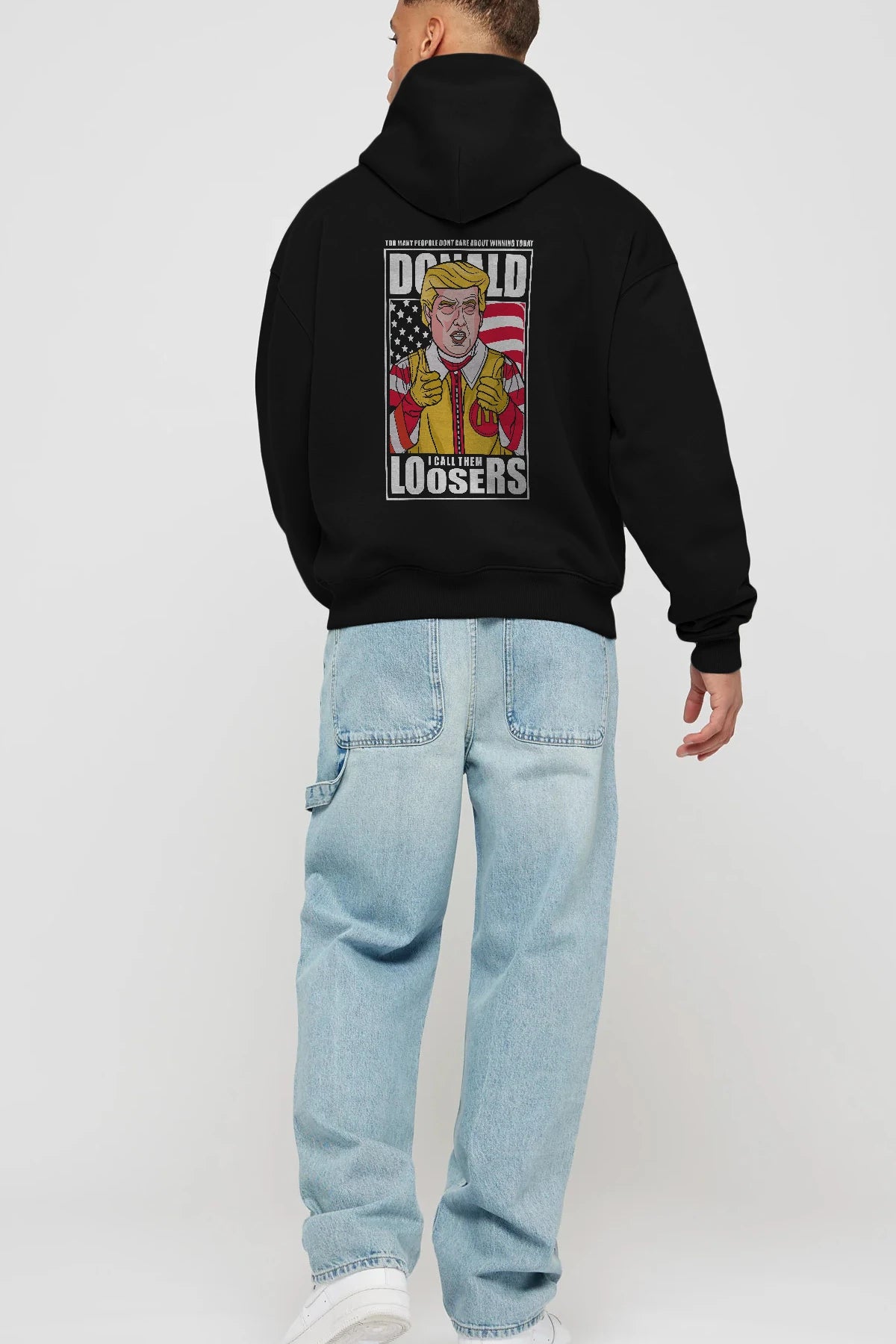 Ronald Trump Arka Baskılı Hoodie Oversize Kapüşonlu Sweatshirt Erkek Kadın Unisex