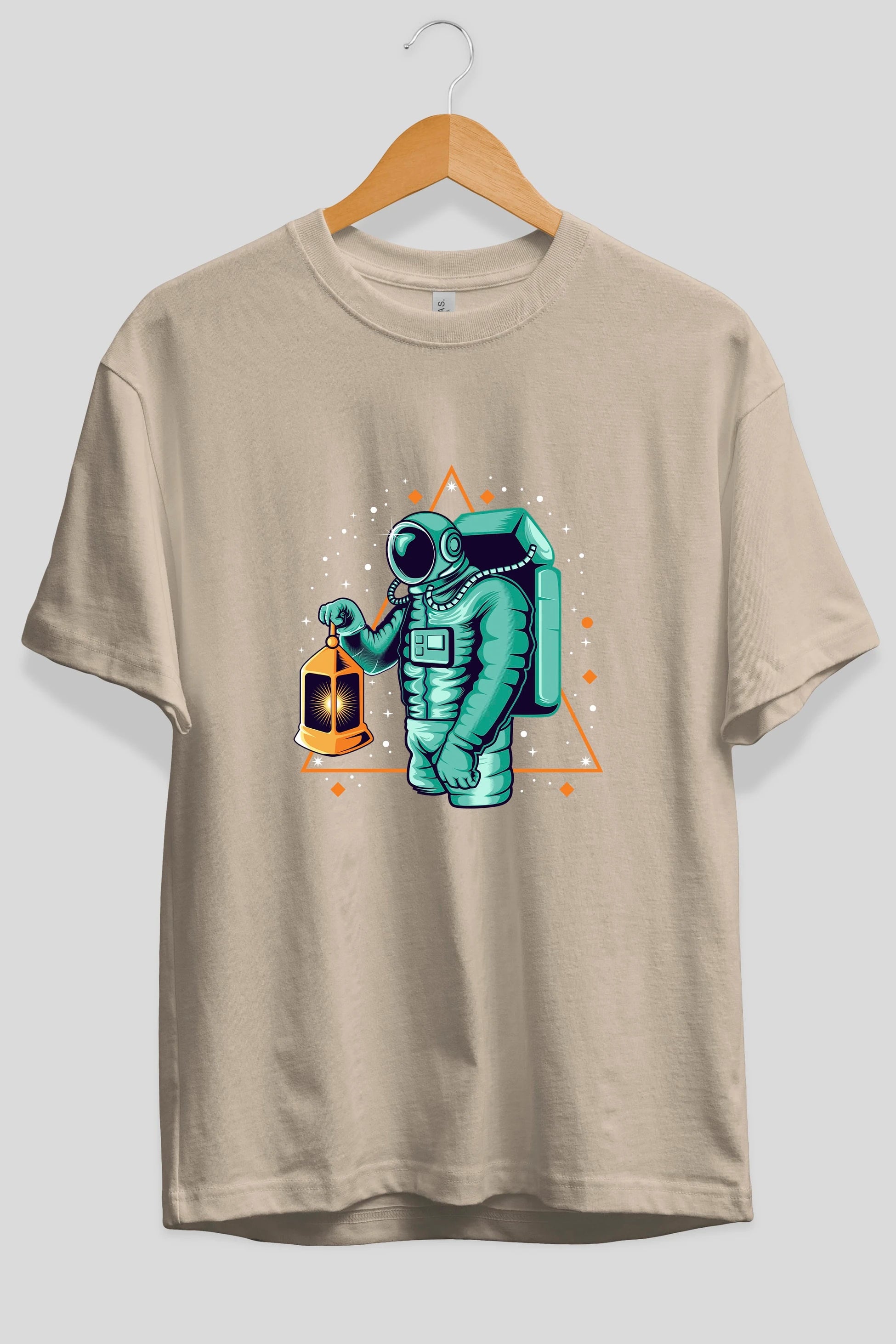 Astronaut Lantern Ön Baskılı Oversize t-shirt Erkek Kadın Unisex