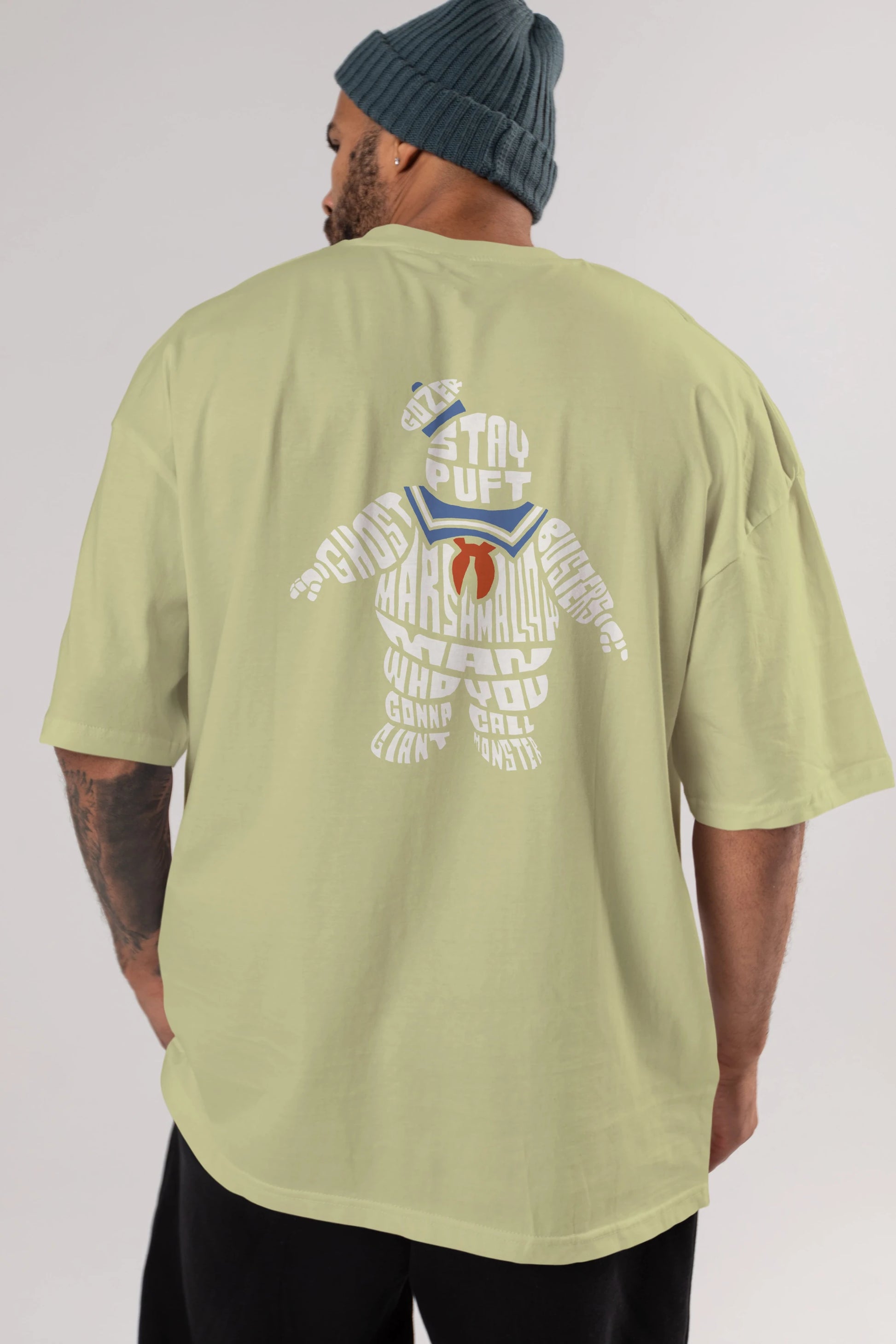 Stay Puft Arka Baskılı Oversize t-shirt %100 pamuk Erkek Kadın Unisex