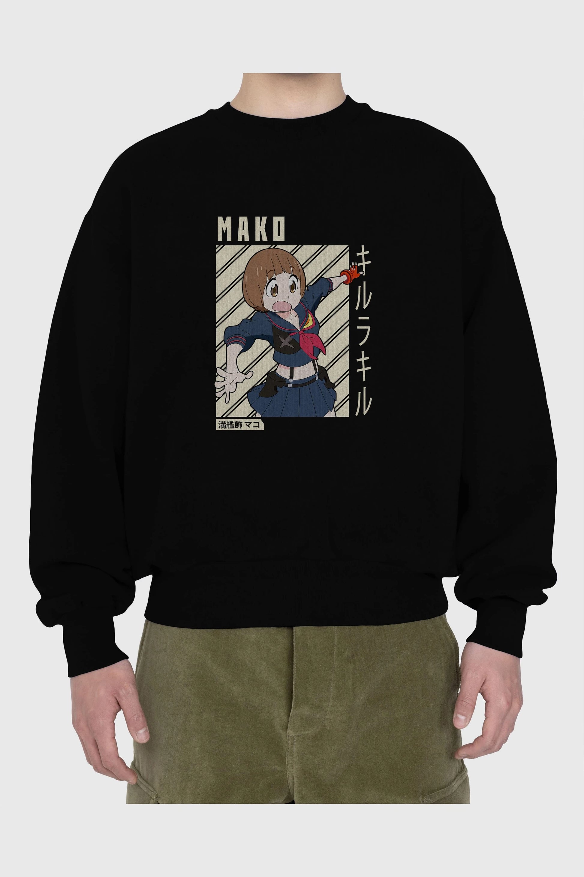 Mako Mankanshoku 1 Anime Ön Baskılı Oversize Sweatshirt Erkek Kadın Unisex