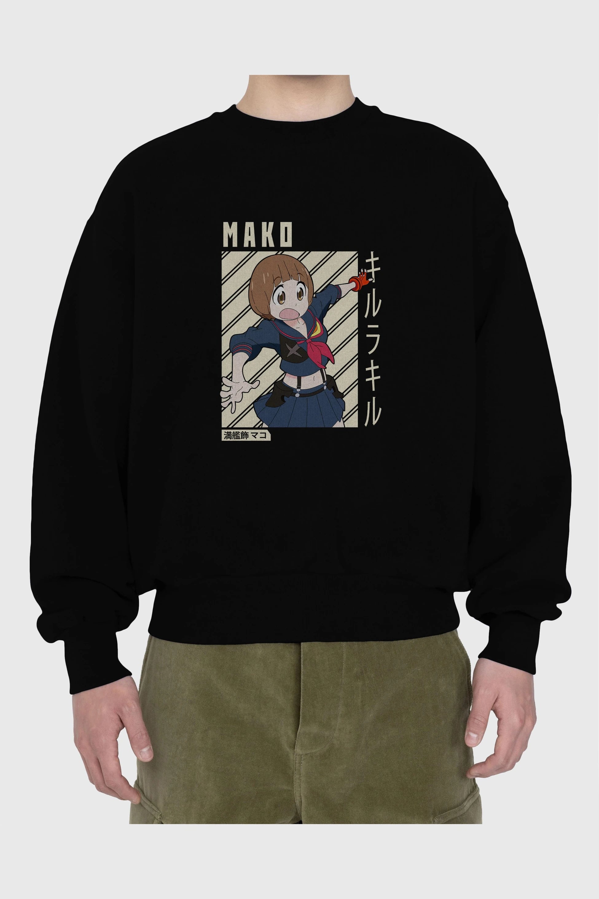 Mako Mankanshoku 1 Anime Ön Baskılı Oversize Sweatshirt Erkek Kadın Unisex