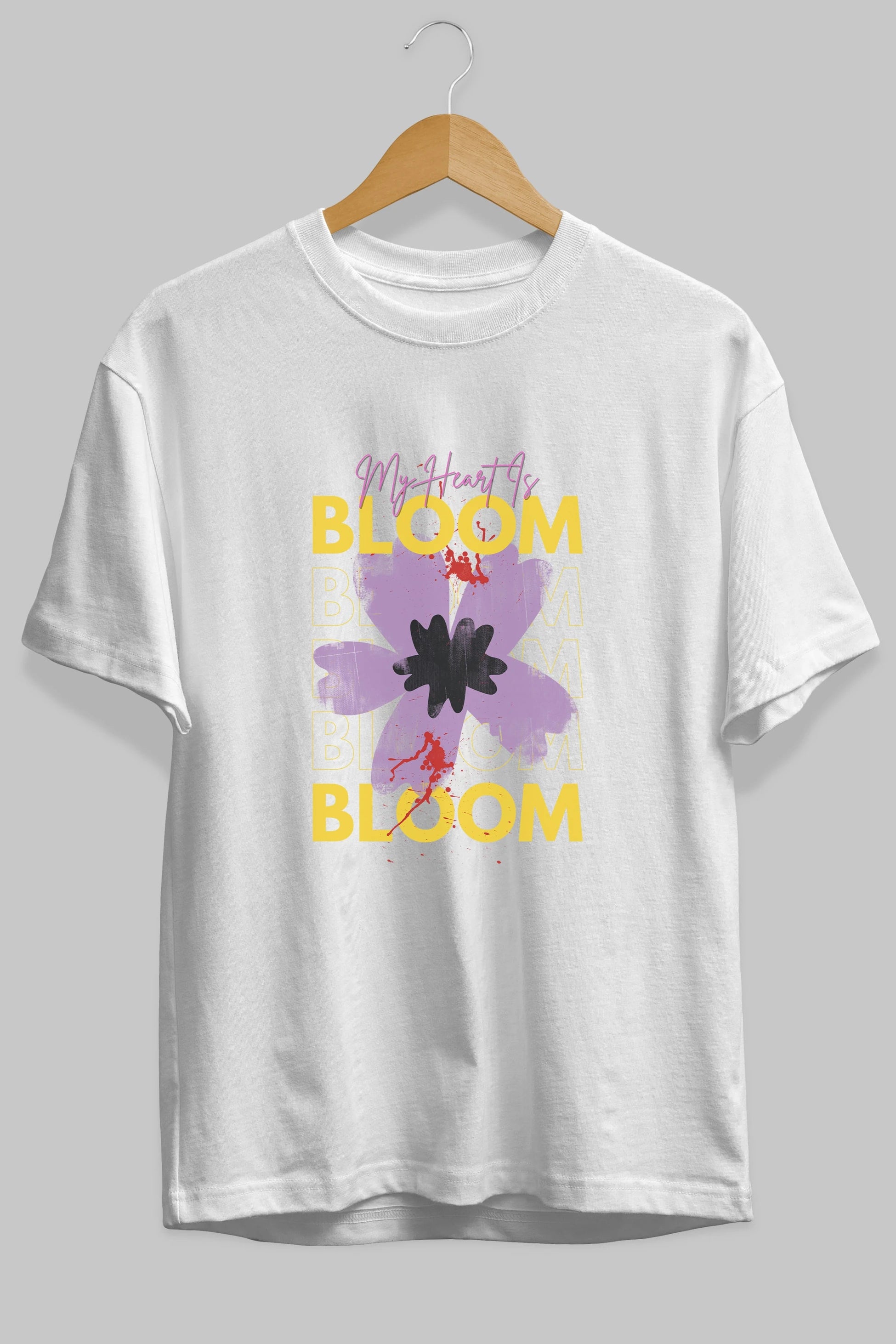 Bloom Yazılı Ön Baskılı Oversize t-shirt Erkek Kadın Unisex