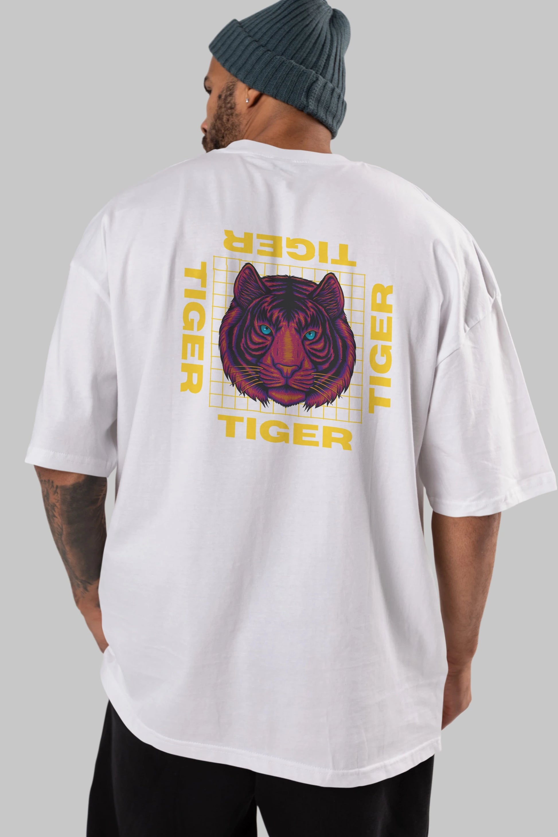 Tiger Yazılı Streetwear Arka Baskılı Oversize t-shirt Erkek Kadın Unisex