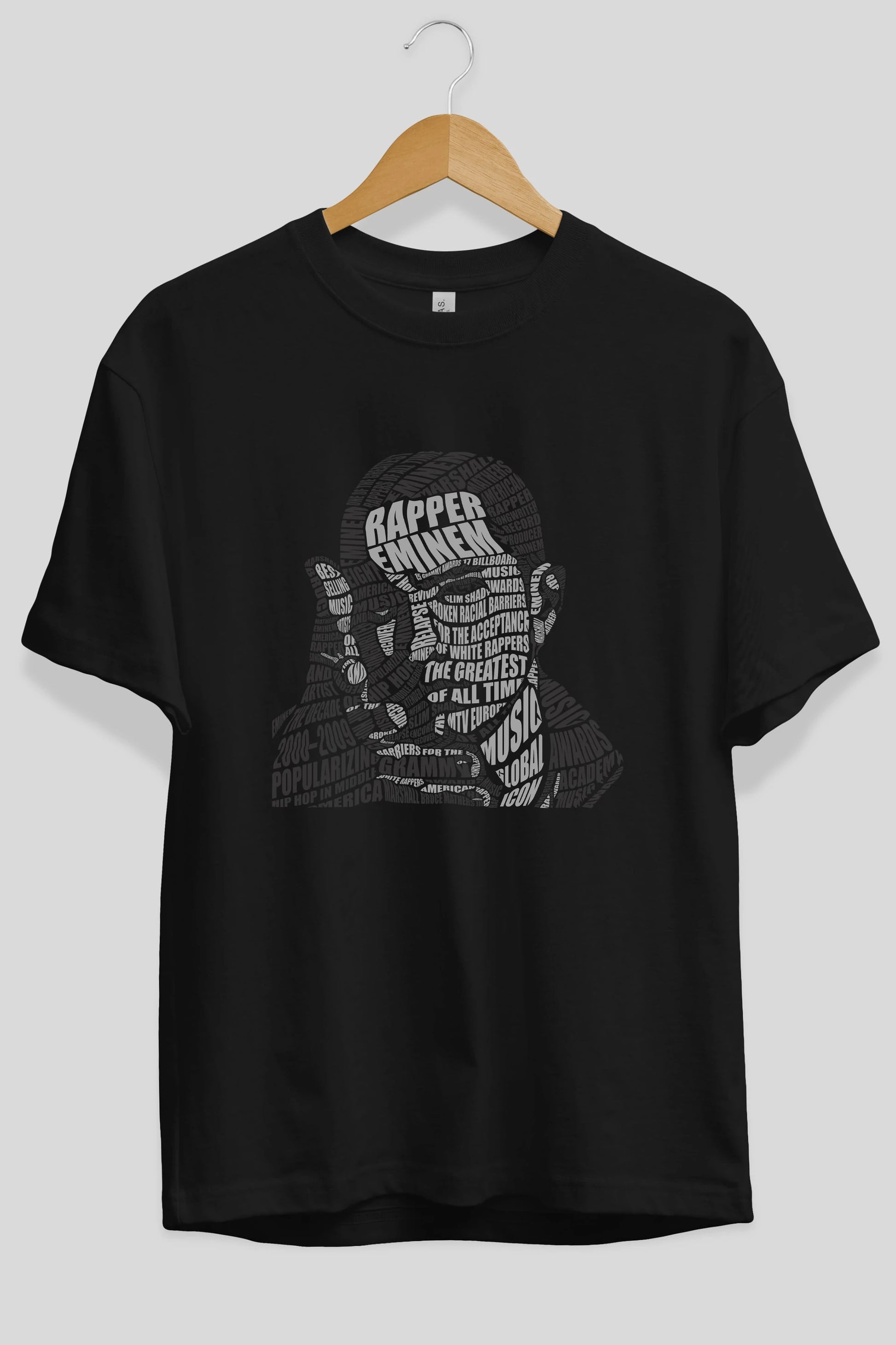 Eminem Calligram Ön Baskılı Oversize t-shirt %100 pamuk Erkek Kadın Unisex
