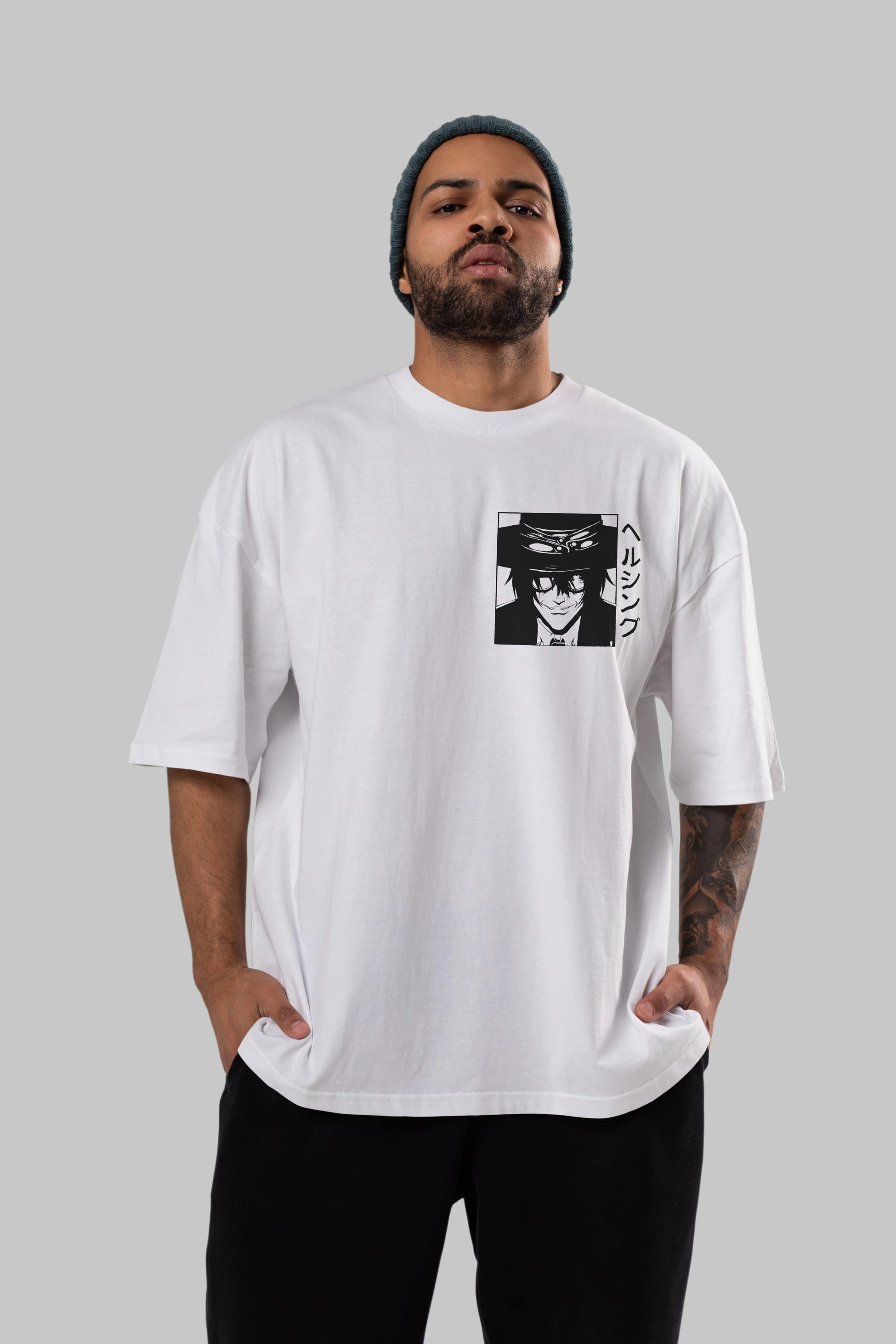 Alucard 1 Ön Sol Baskılı Oversize t-shirt Erkek Kadın Unisex %100 Pamuk Bisiklet Yaka tişort