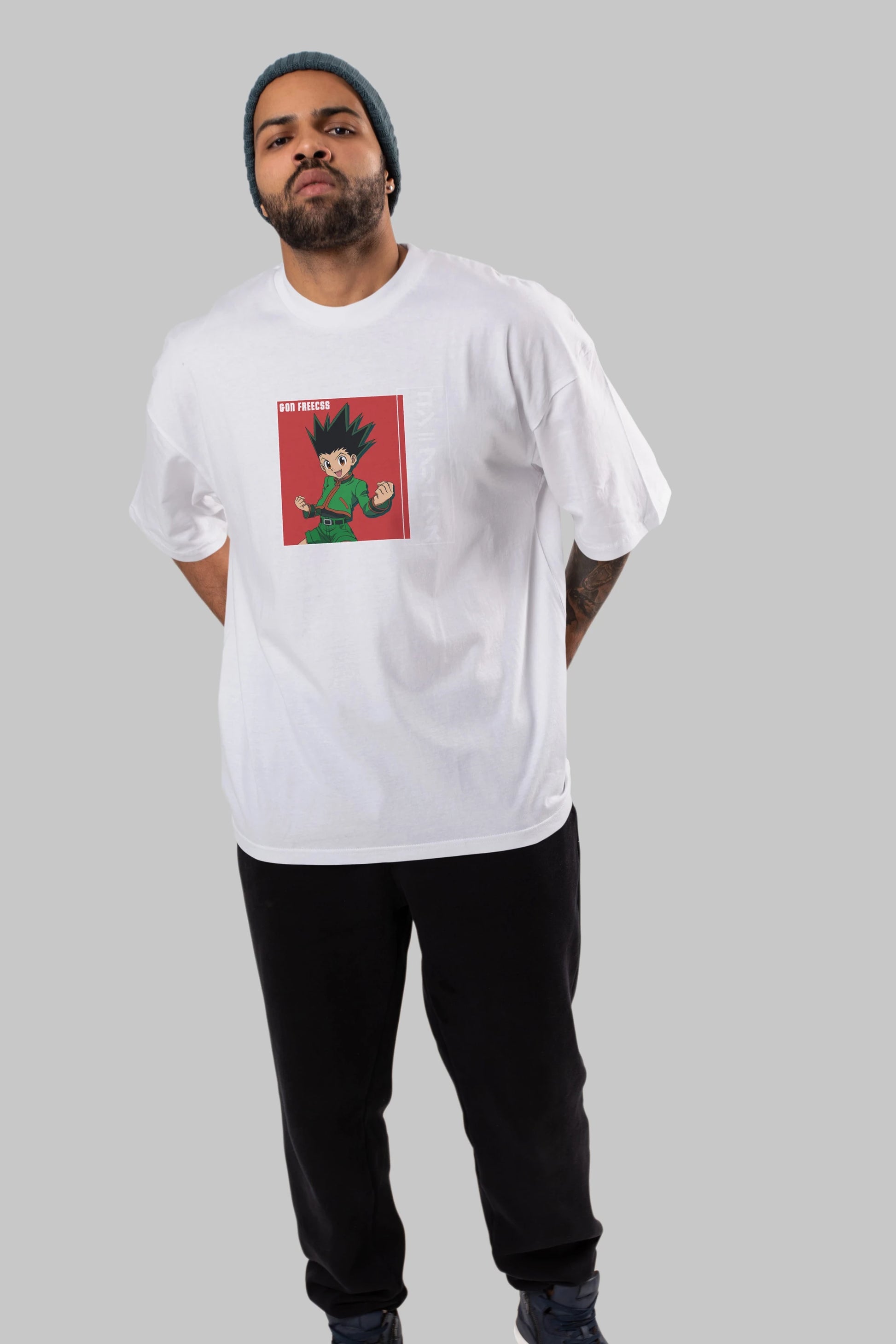 Gon Freecss HUNTER X HUNTER 5 Anime Ön Baskılı Oversize t-shirt %100 pamuk Erkek Kadın Unisex