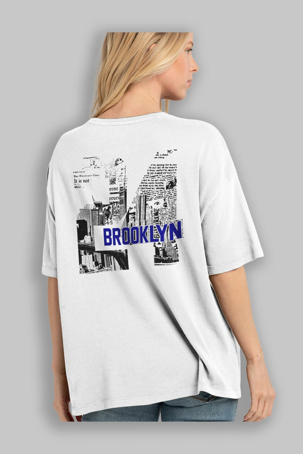Brooklyn 24 Arka Baskılı Oversize t-shirt Erkek Kadın Unisex