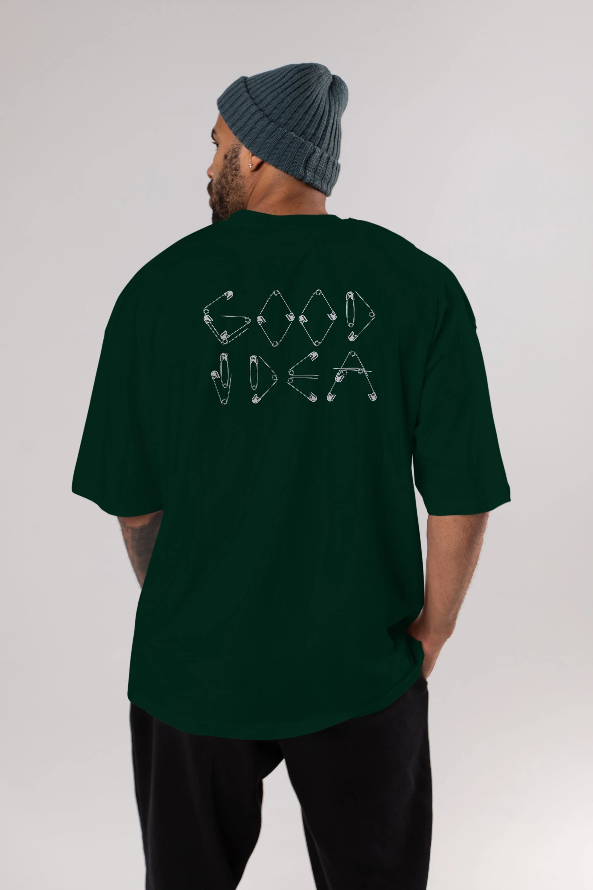 Good Idea Arka Baskılı Oversize t-shirt %100 pamuk Erkek Kadın Unisex